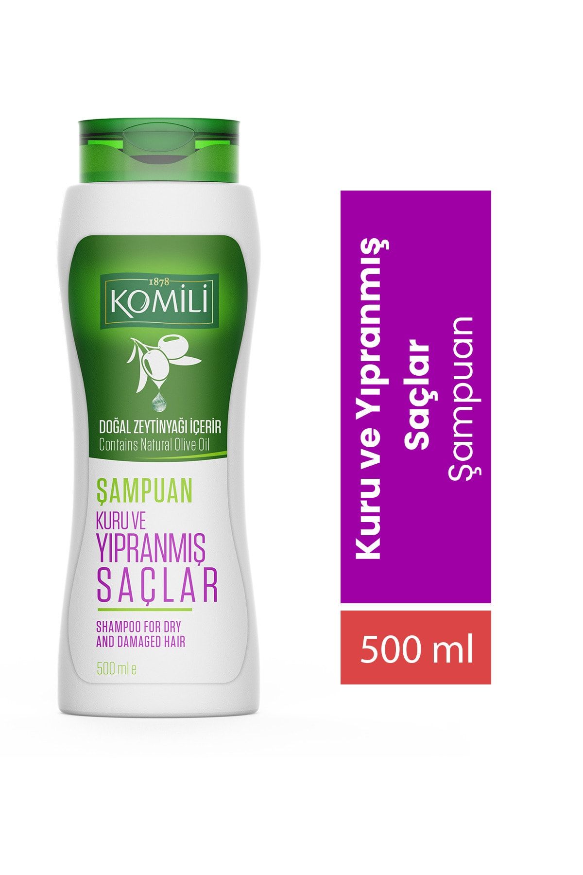 Komili Kuru ve Yıpranmış Saçlar İçin Vegan Temel Bakım Şampuanı - 500 ML