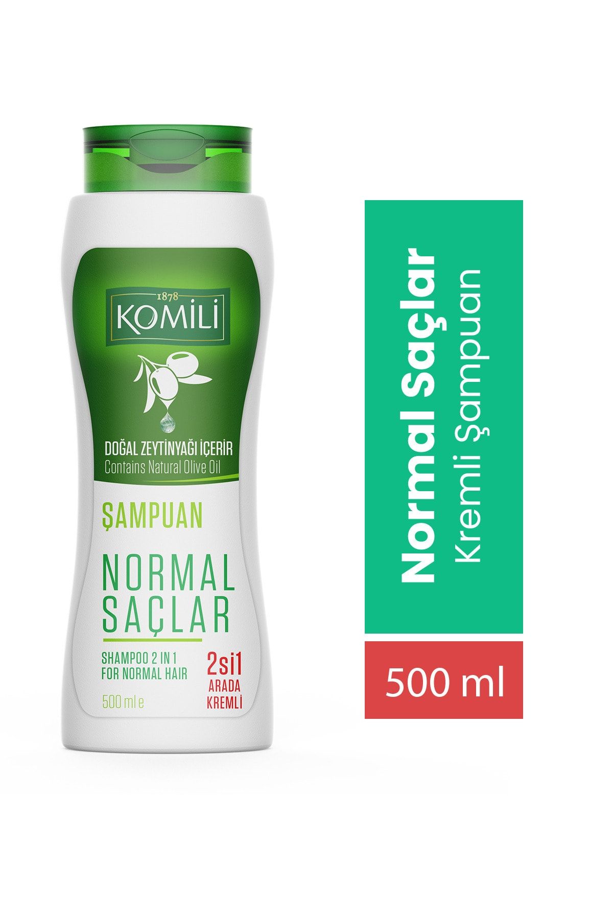 Komili Normal Saçlar İçin 2'si 1 Arada Kremli Vegan Temel Bakım Şampuanı - 500 ML