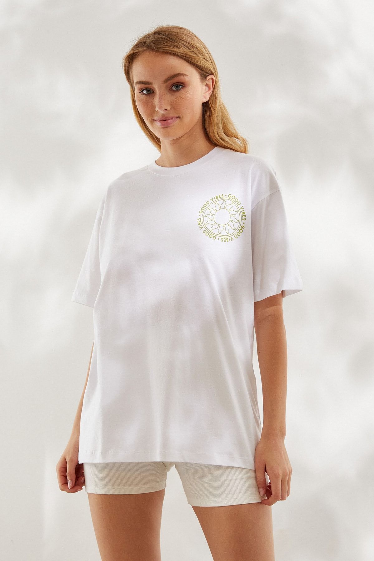 nalu Good Vibes Yazılı T-Shirt Beyaz