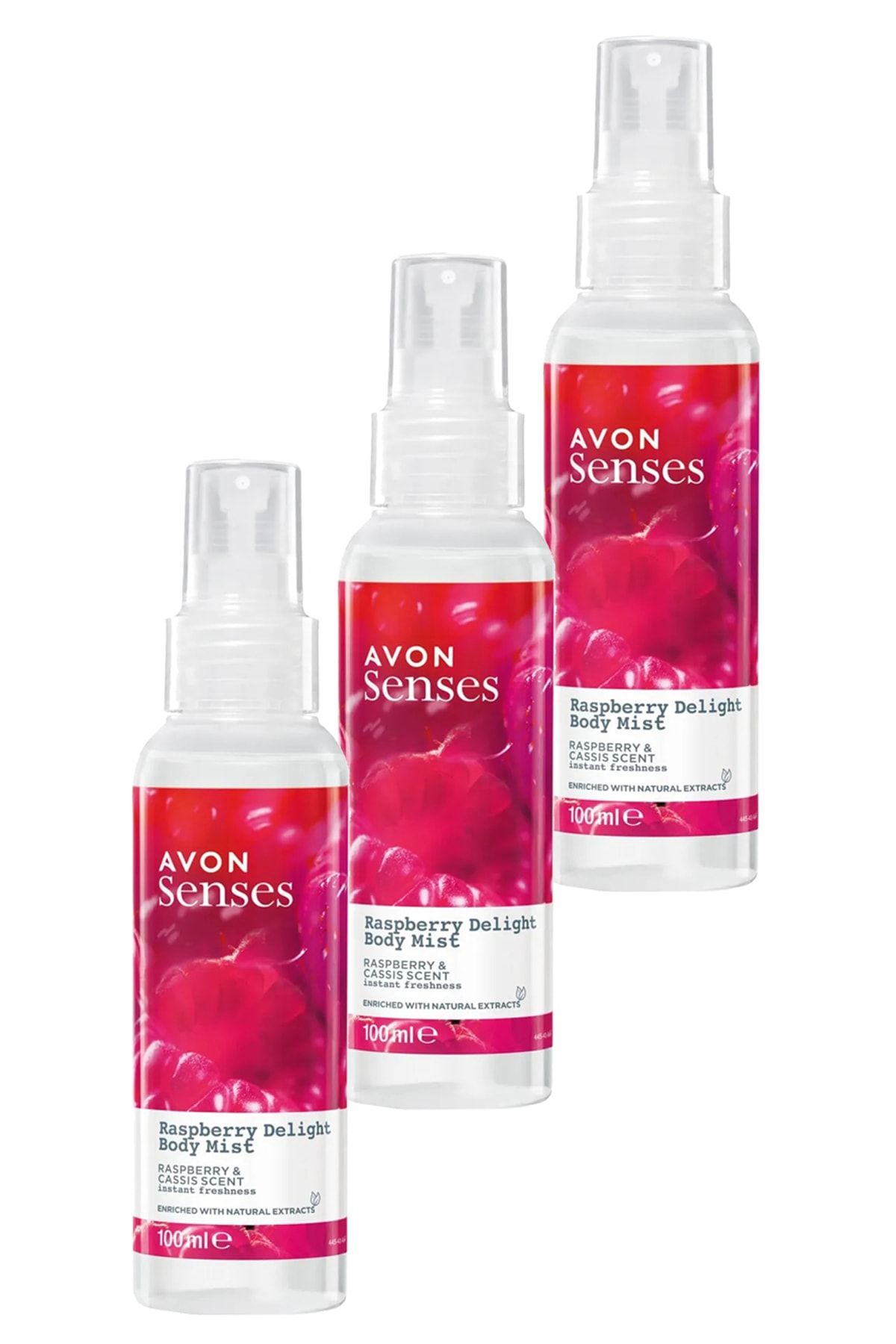 Avon Raspberry Delight Frambuaz Ve Frenk Üzümü Kokulu Vücut Spreyi 100 Ml. Üçlü Set