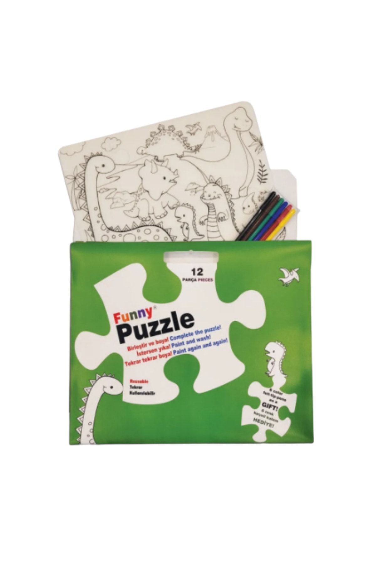Akademi Çocuk Funny Mat Washable Puzzle - Dinozor Çağı