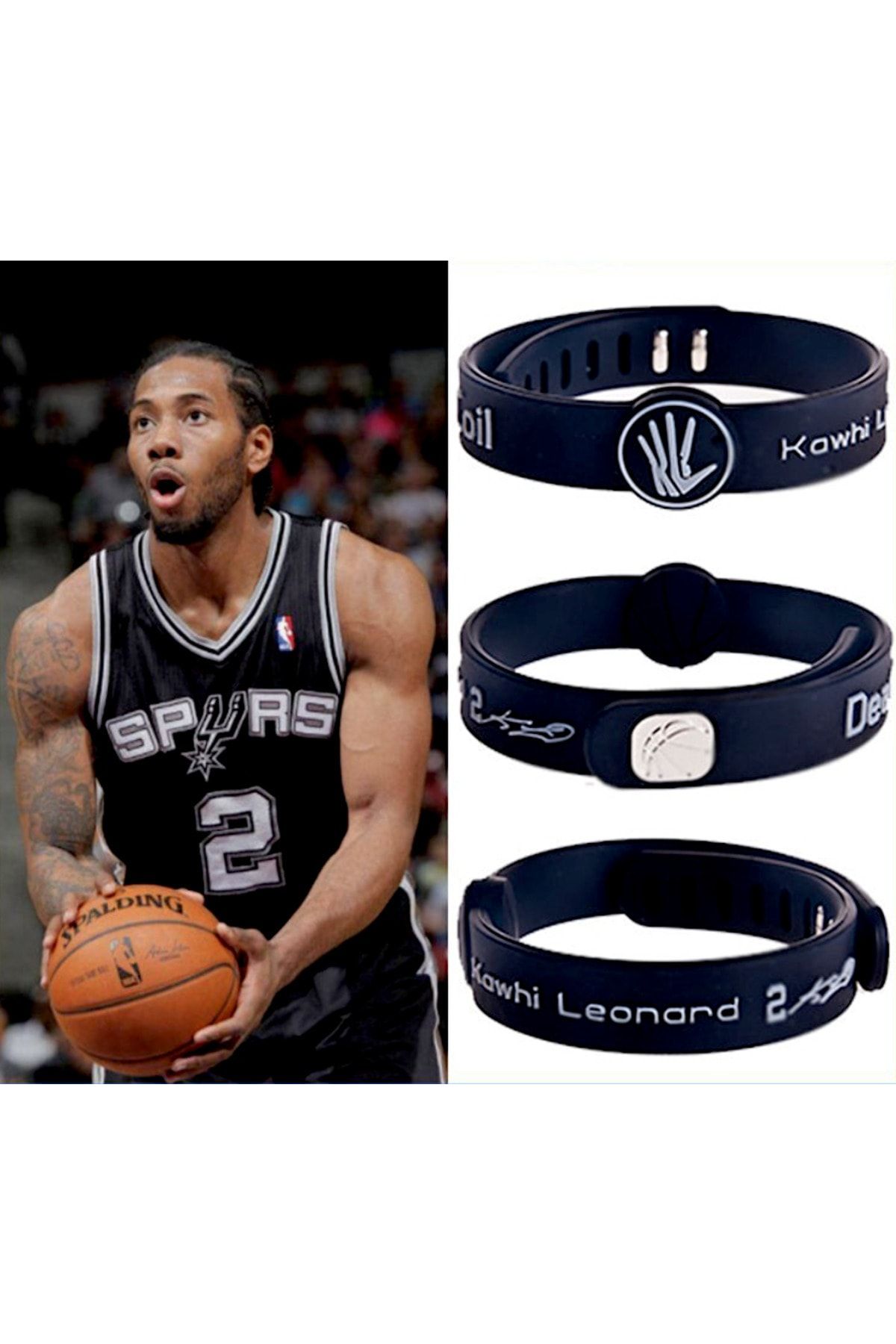 PurpleJam Kawhi Leonard Siyah Ayarlanabilir Basketbol Bileklik