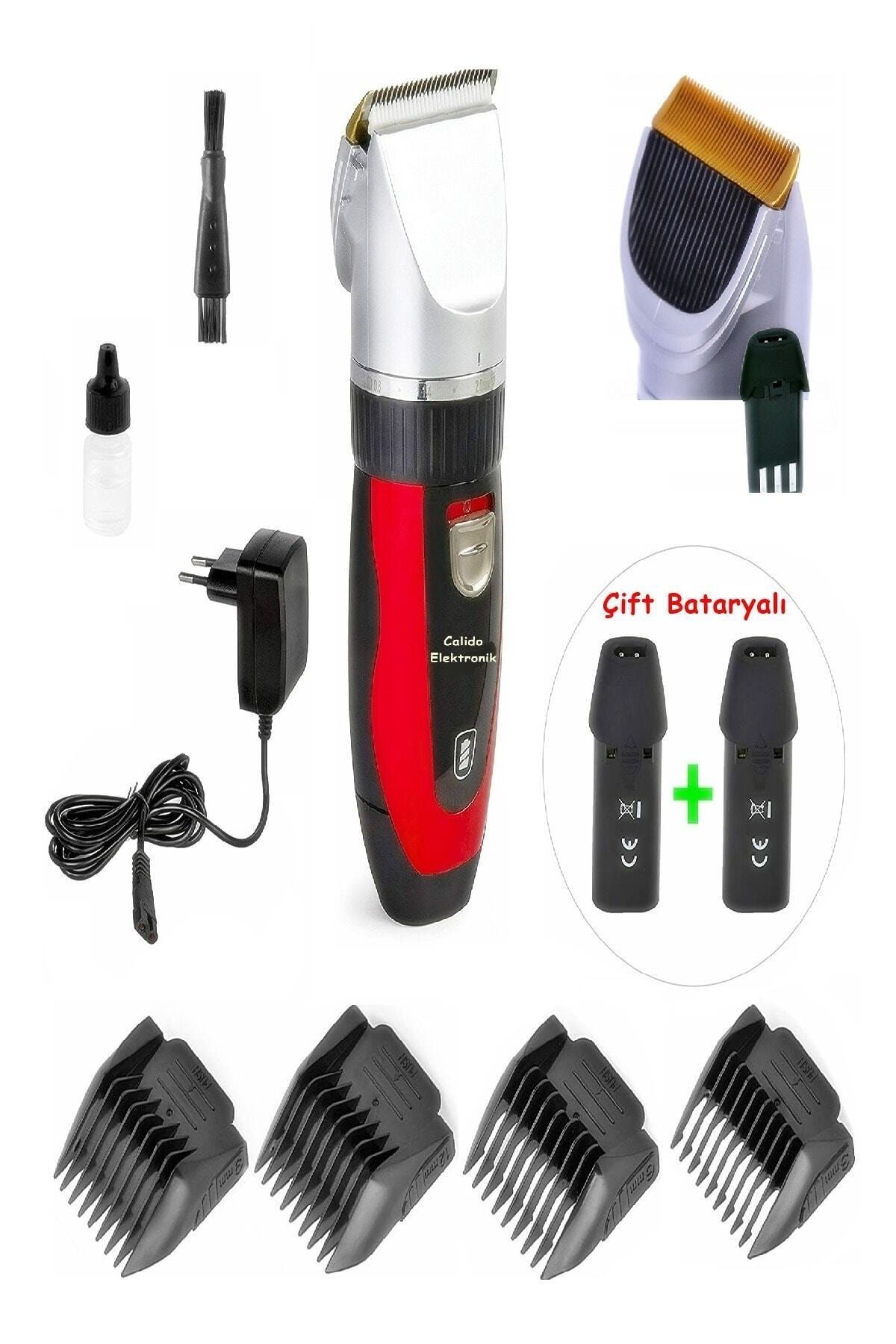 Genel Markalar Çift Bataryalı Saç Sakal Vücüt Tıraş Makinesi Şarjlı Çelik Bıçaklı Traş Makinesi