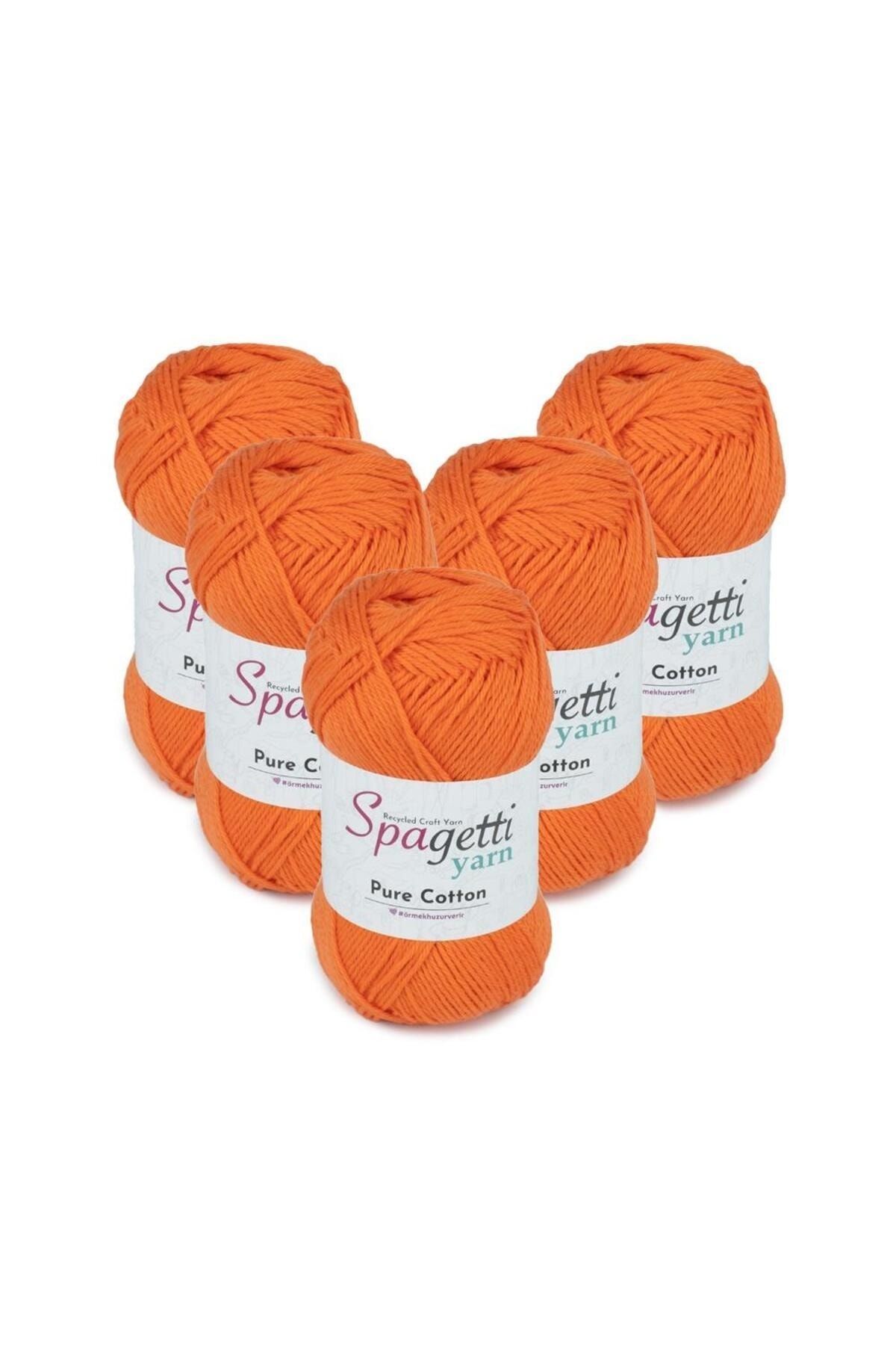 Spagettiyarn Pure Cotton 5'li Turuncu El Örgü İpliği