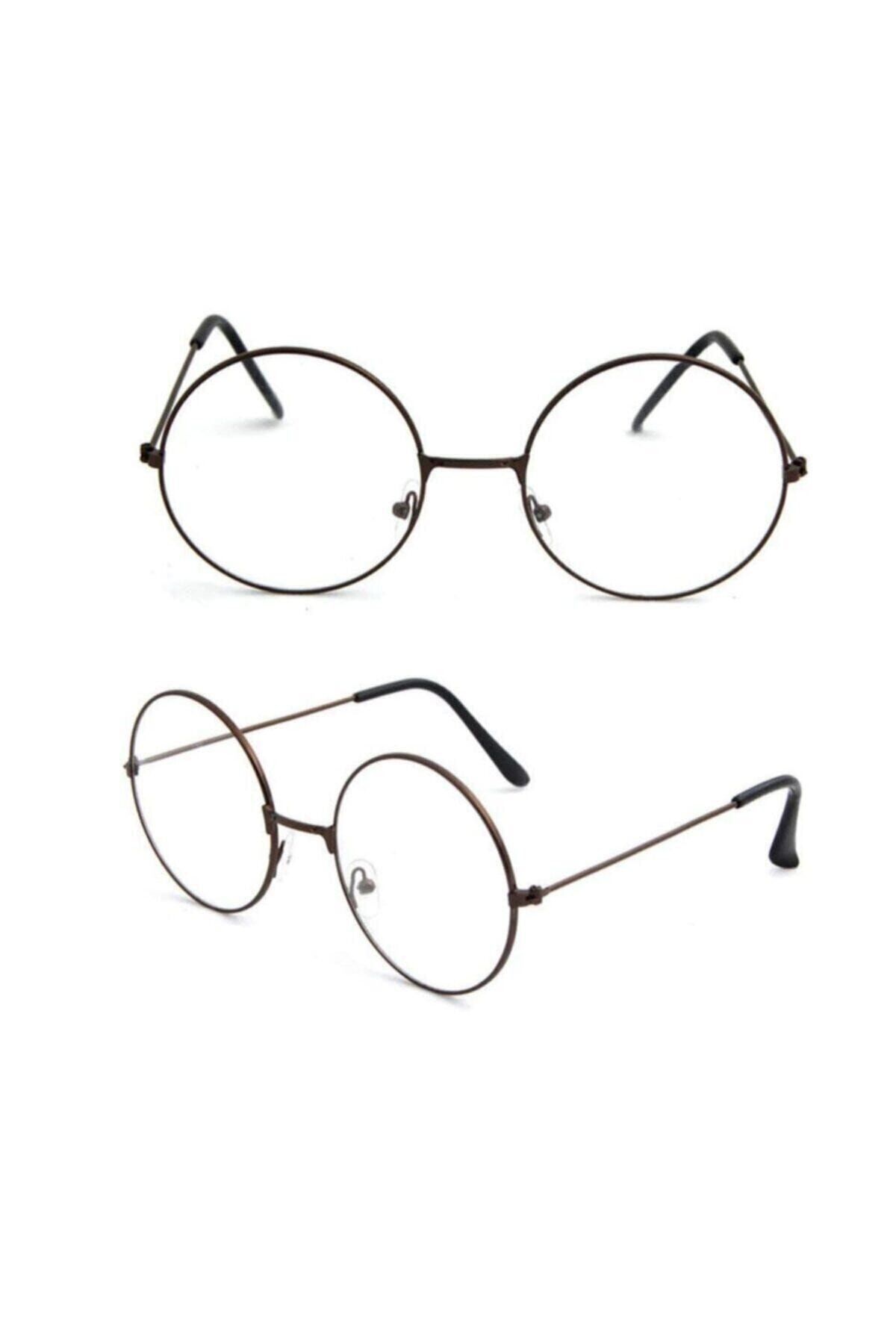 ALSANALDAN Unisex Harry Potter Anti Mavi Işınlı Retro Metal Çerçeve Şeffaf Lens Gözlük
