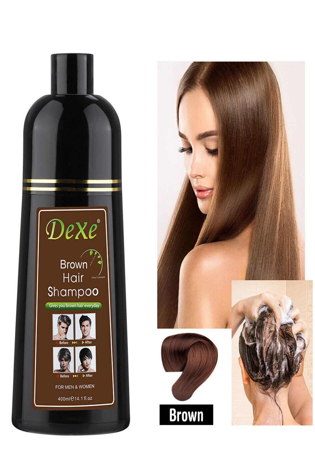 Dexe Brown Hair Shampoo - Kahverengi Boya Şampuan 400 Ml