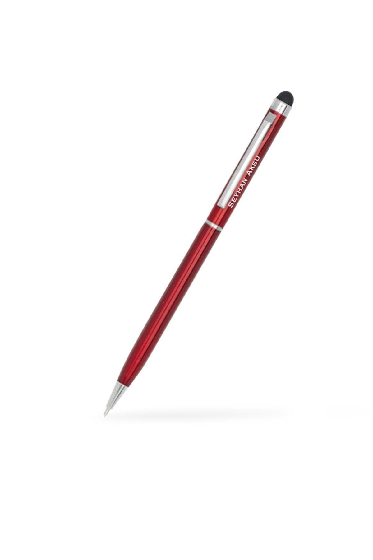Bk Gift Kişiye Özel Kırmızı Dokunmatik Metal Tükenmez Kalem (Model 253)