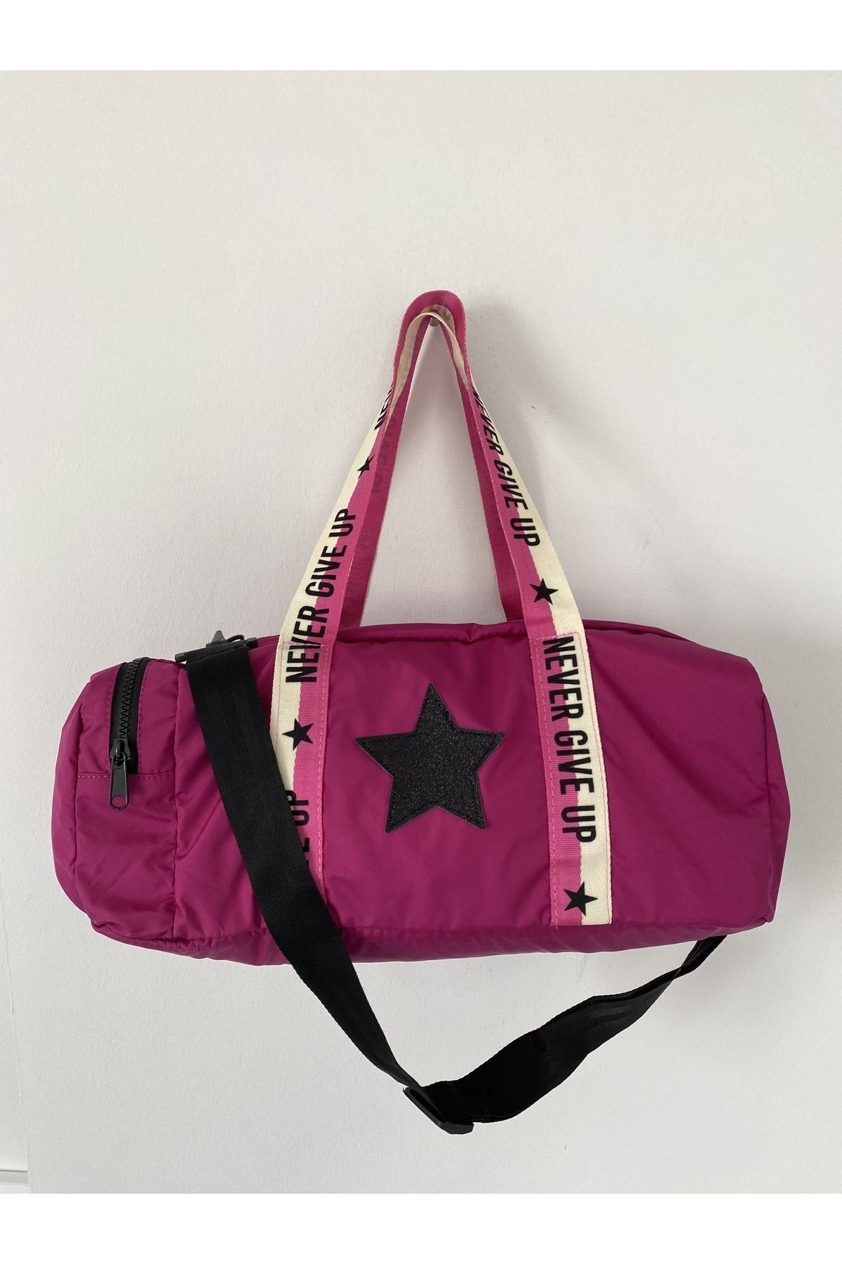 ICONE BAG Kız Çocuk Yıldız Baskılı Spor Çanta, Yan Cepli Spor Çanta, Fermuarlı Detaylı Çocuk Spor Çanta,Mürdüm