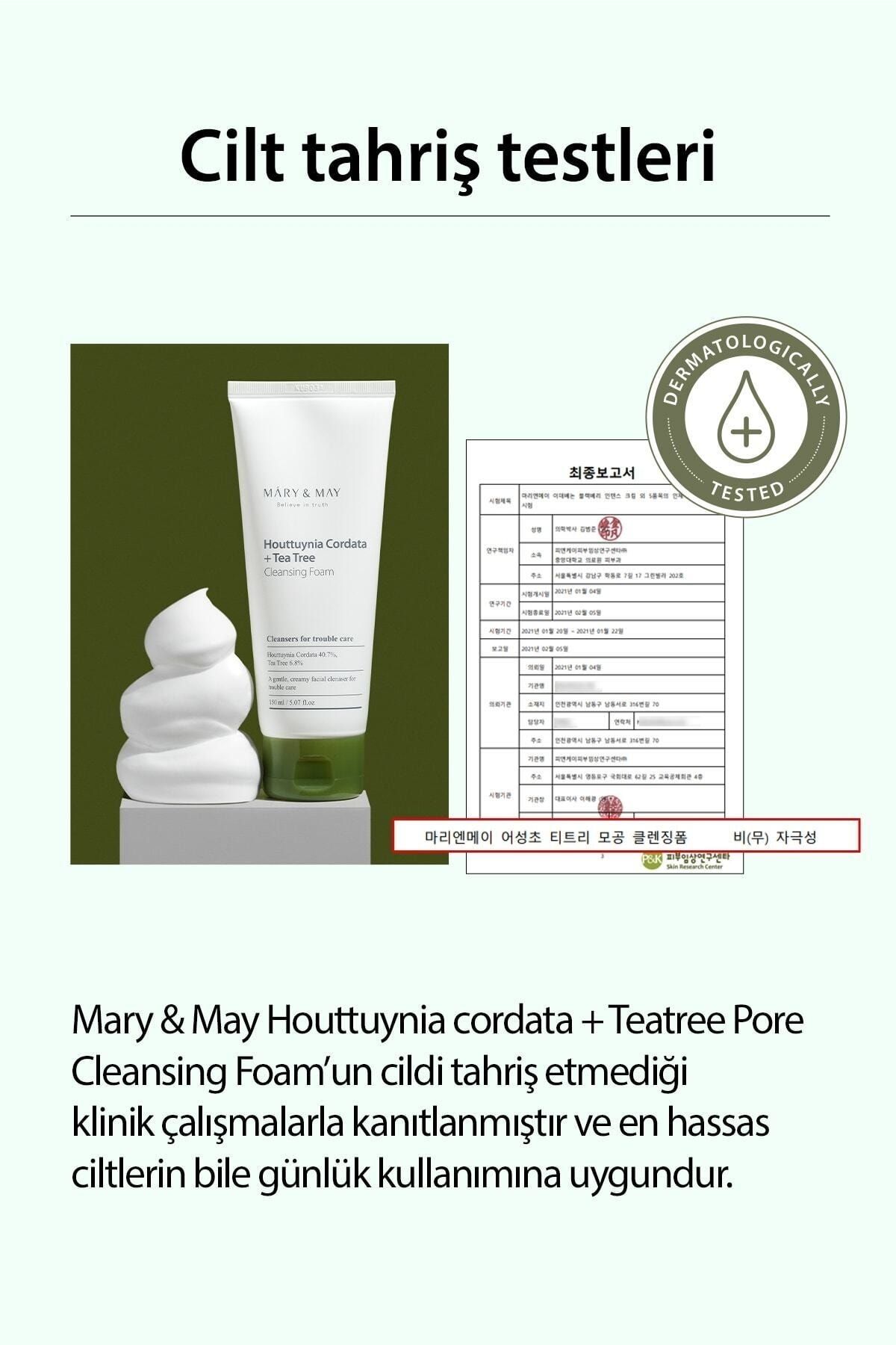 Mary & May Hassas Ciltlere Uygun Gözenek Karşıtı Temizleme Köpüğü Houttuynia Cordata+tea Tree Cleansing Foam