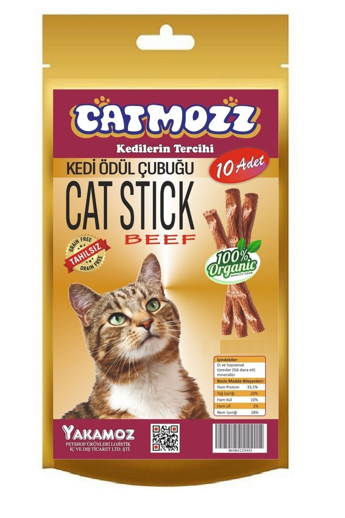 CatMozz Stick Biftekli Kediler için Ödül Çubuğu 10 lu Paket