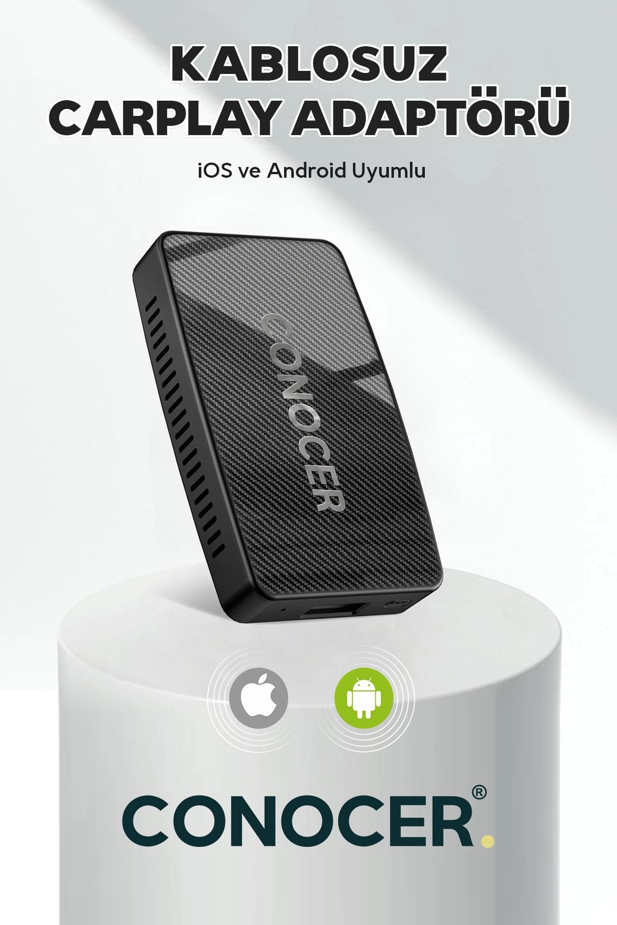 CONOCER Apple Iphone Ios Ve Android Auto Uyumlu Kablosuz Carplay Adaptörü Wireless Carplay Çevirici
