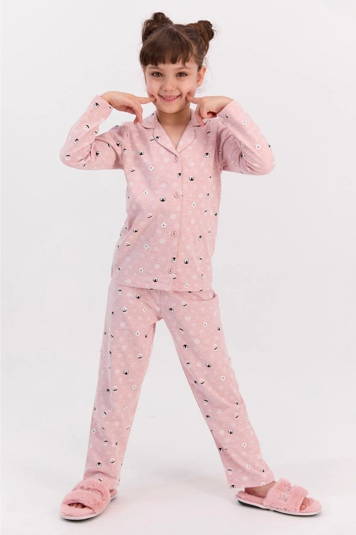 Rolypoly Rolypoly Snows Pembemelanj Kız Çocuk Mevsimlik Gömlek Pijama Takımı