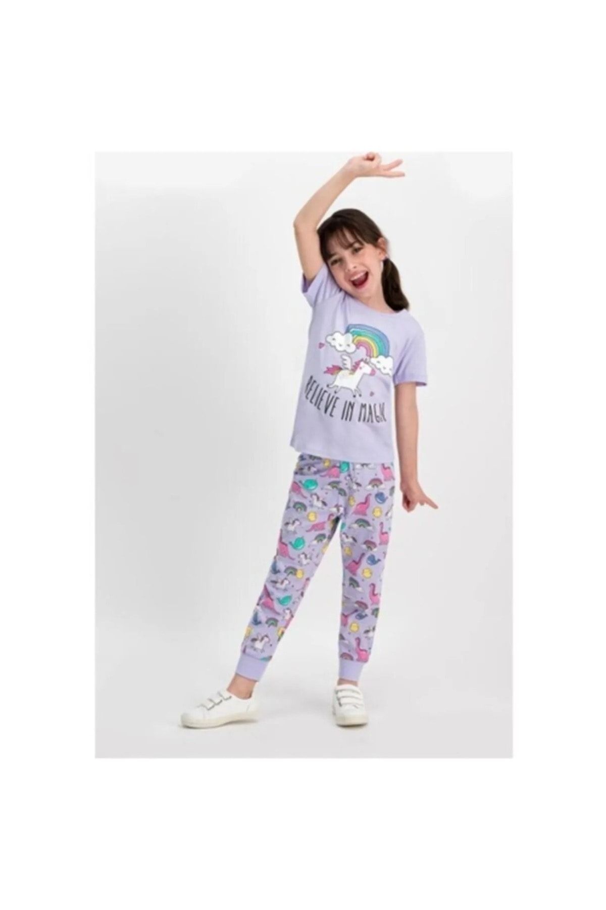 Rolypoly Believe Magic Lila Kız Çocuk Pijama Takımı