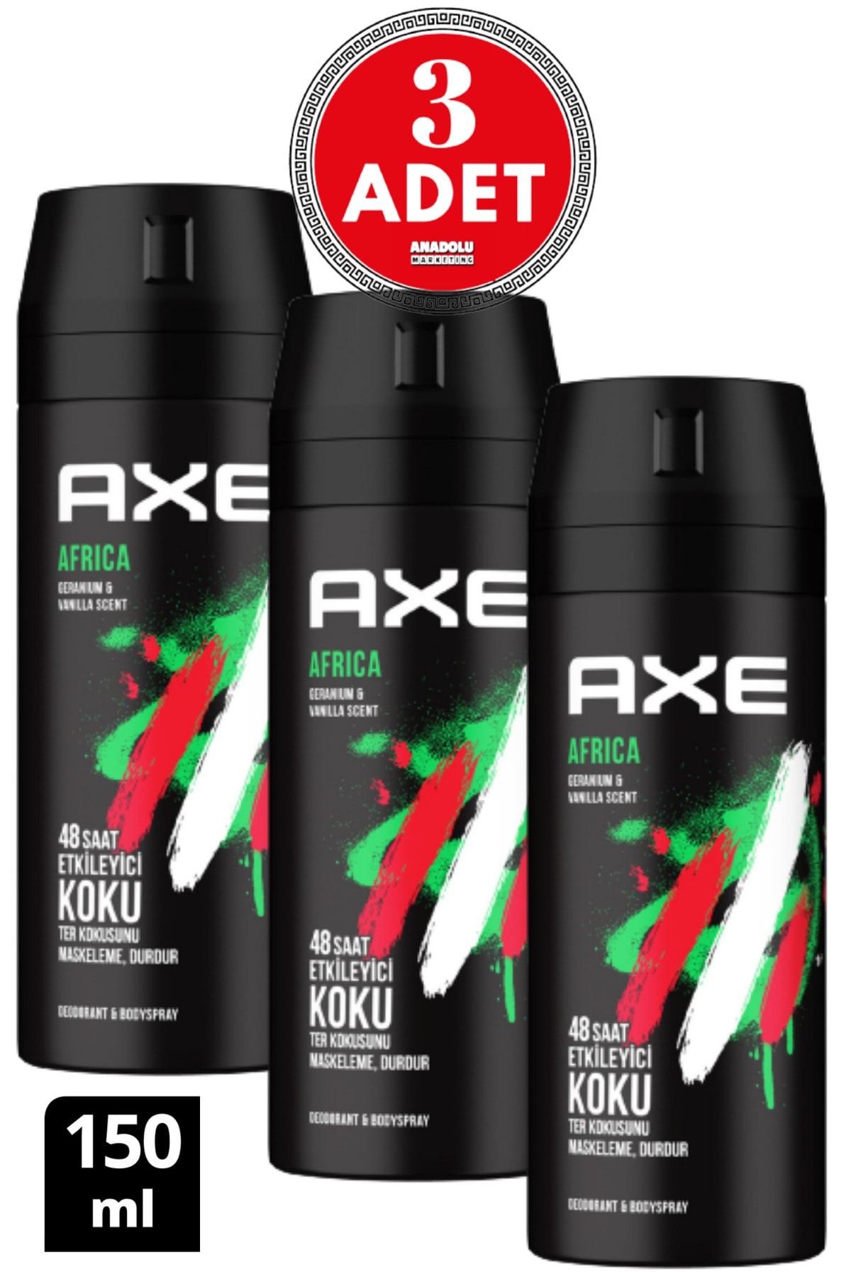 Axe Erkek Deodorant Sprey Africa 150 ml (3 ADET)
