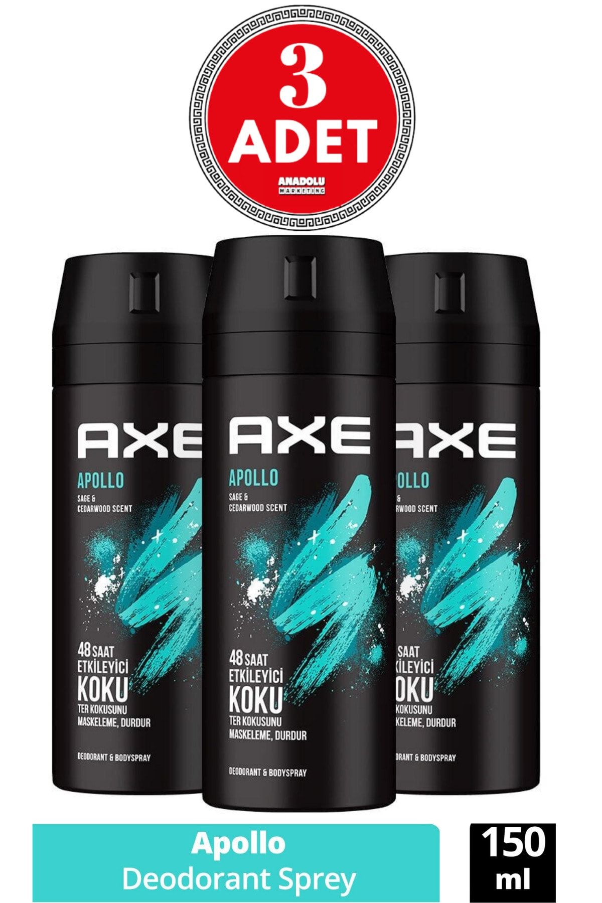 Axe Apollo Erkek Sprey Deodorant 150 Ml (3 Adet)