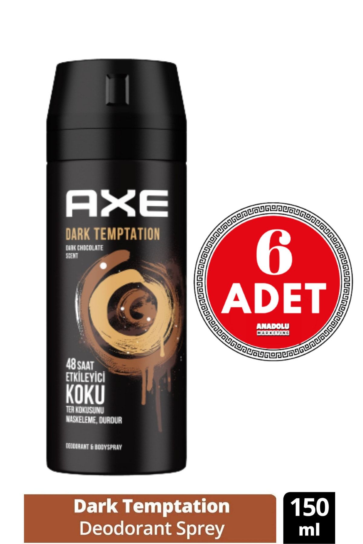 Axe Dark Temptation Erkek Sprey Deodorant 150 Ml (6 Adet)