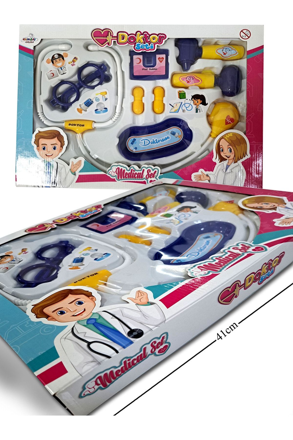 ALYTOYS Doktor Seti Doktorculuk Oyunu Meslek Oyunları 8 Parça Sağlık Ekipman Steteskop Gözlük Oyuncak41x29cm