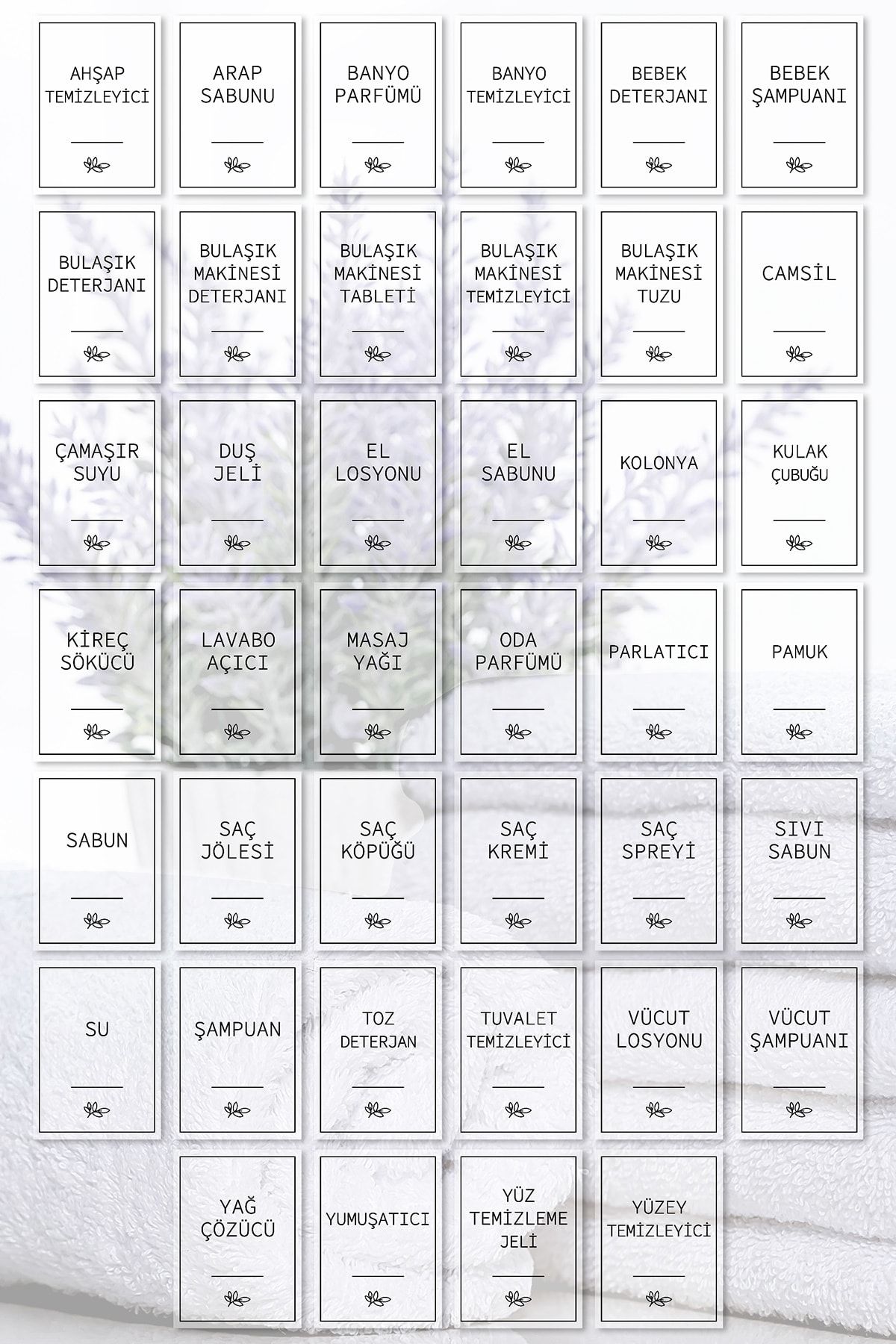 NeoPrint 40 Adet Şeffaf Banyo Mutfak Temizlik Malzemeleri Deterjan Etiketi Kavanoz Kutu Düzenleyici Sticker