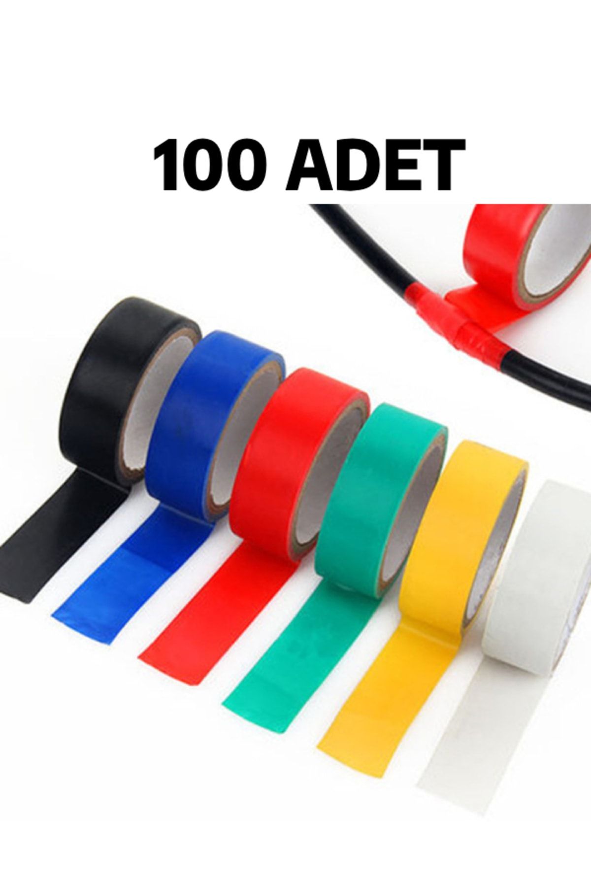 nistabolje 100 Adet Renkli Elektrik Bandı Izole Bant
