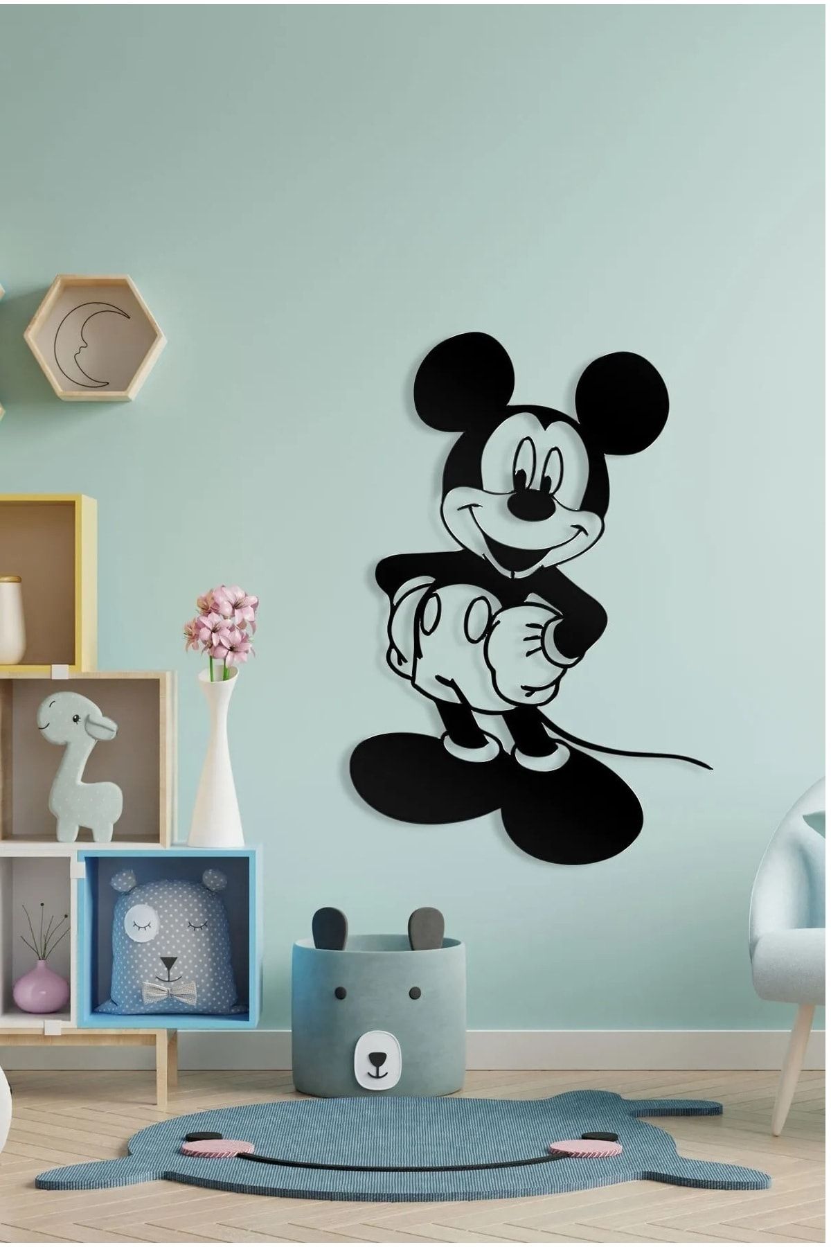 MOS'EV Metal Mickey Mouse Ev Ofis Otel Duvar Süsü 49x33cm