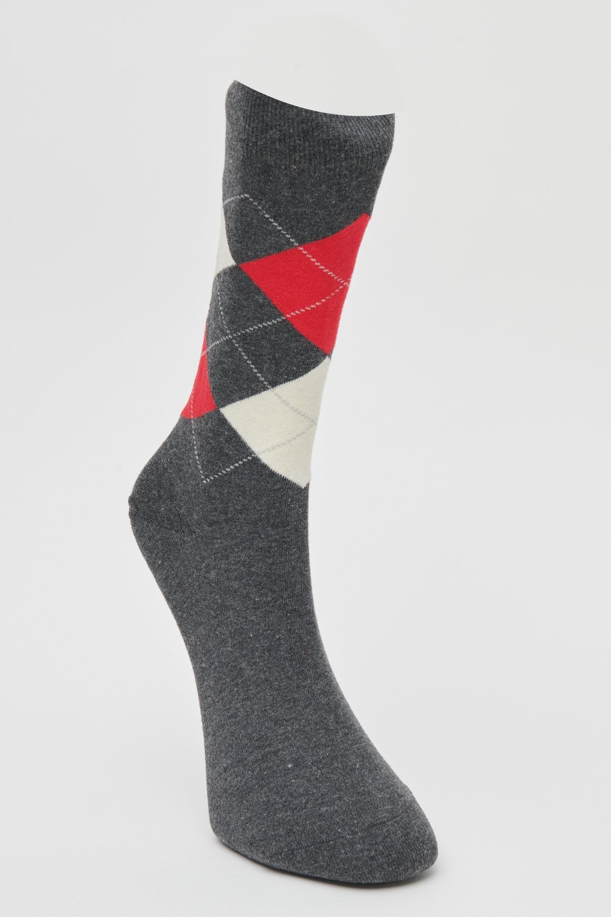 Altınyıldız Classics Erkek Antrasit-Kırmızı-Ekru Desenli Pamuklu Casual Çorap