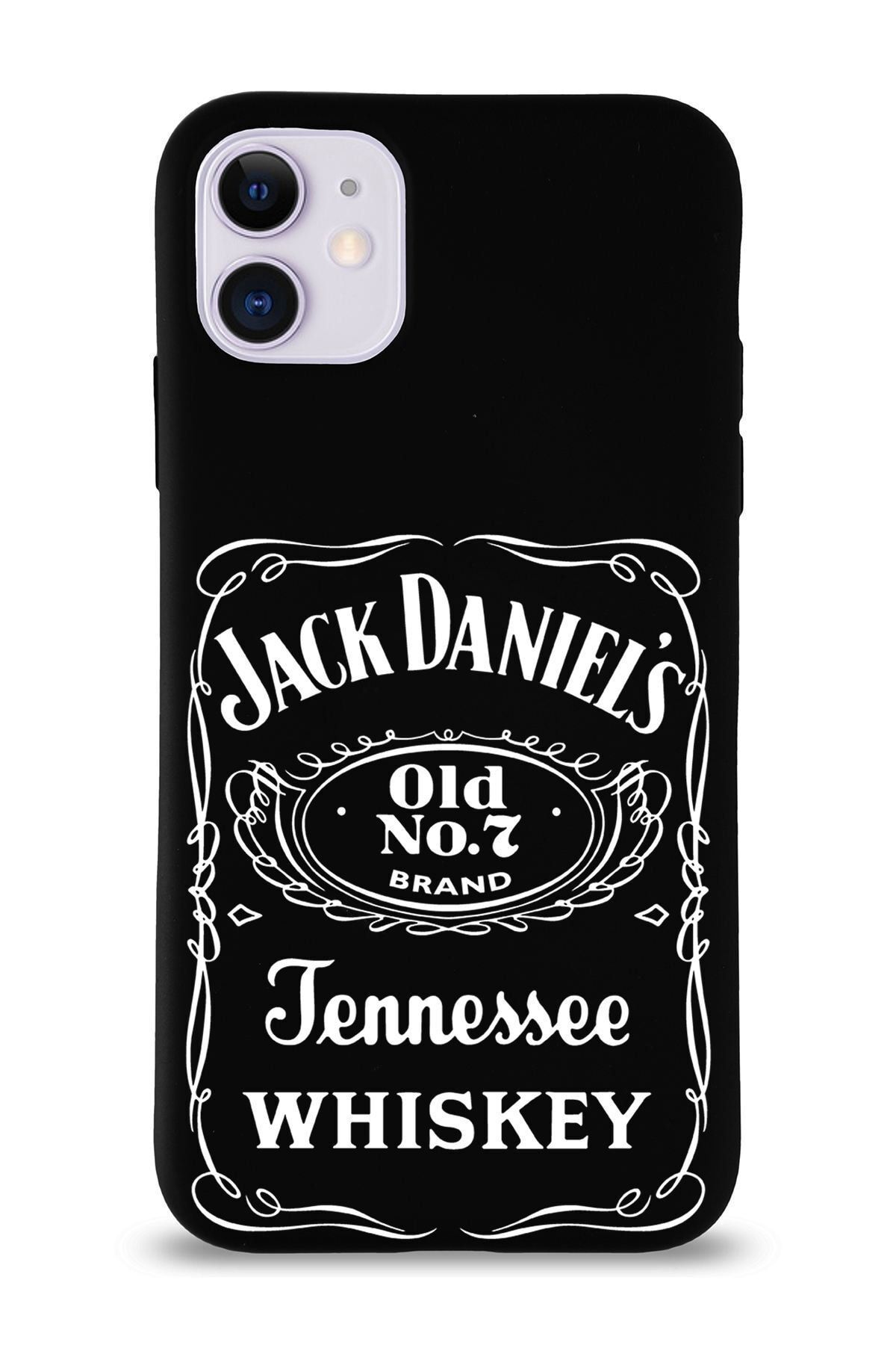 PrintiFy Apple iPhone 11 Uyumlu Lansman Kılıf Jack Daniel's Tasarımlı İçi Kadife Kapak-Siyah