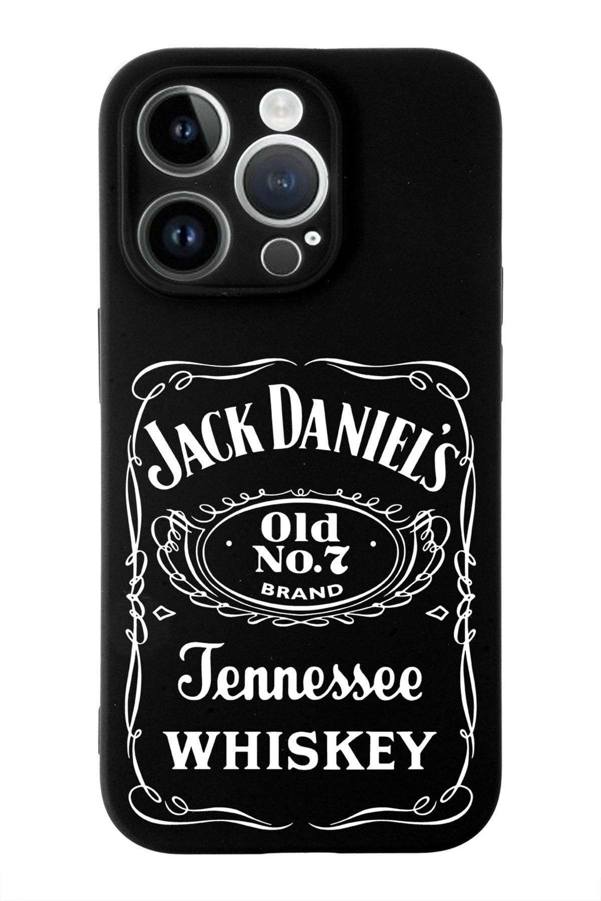 PrintiFy Apple iPhone 14 Pro Max Uyumlu Lansman Kılıf Jack Daniel's Tasarımlı İçi Kadife Kapak-Siyah
