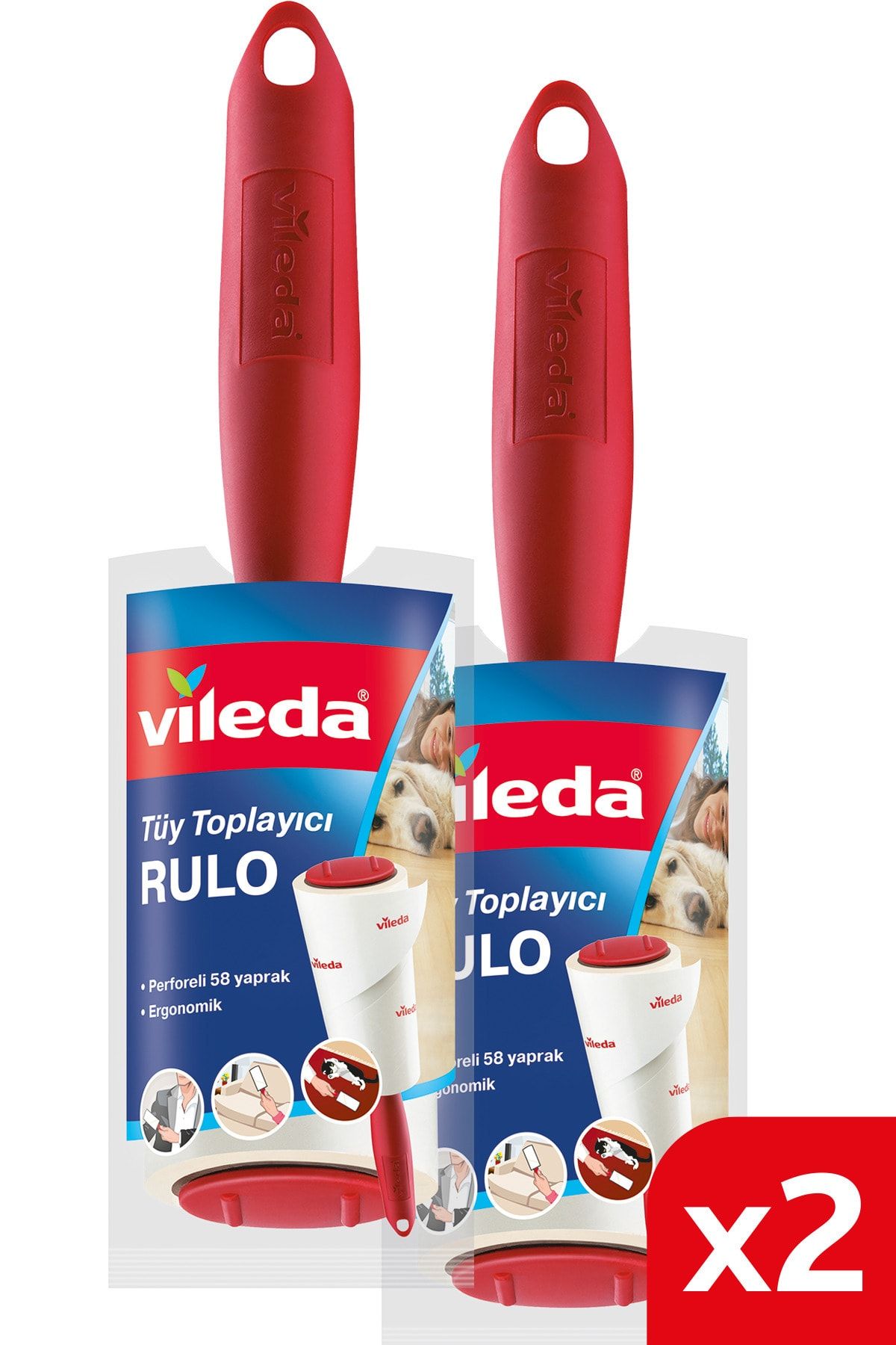 Vileda 2 Paket Tüy Toplayıcı Rulo , Perforeli , 58 Yaprak