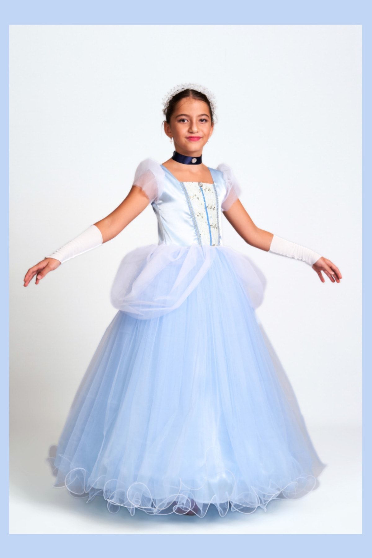 Zeze Kostüm Kız Çocuk Mavi Prenses Kostümü