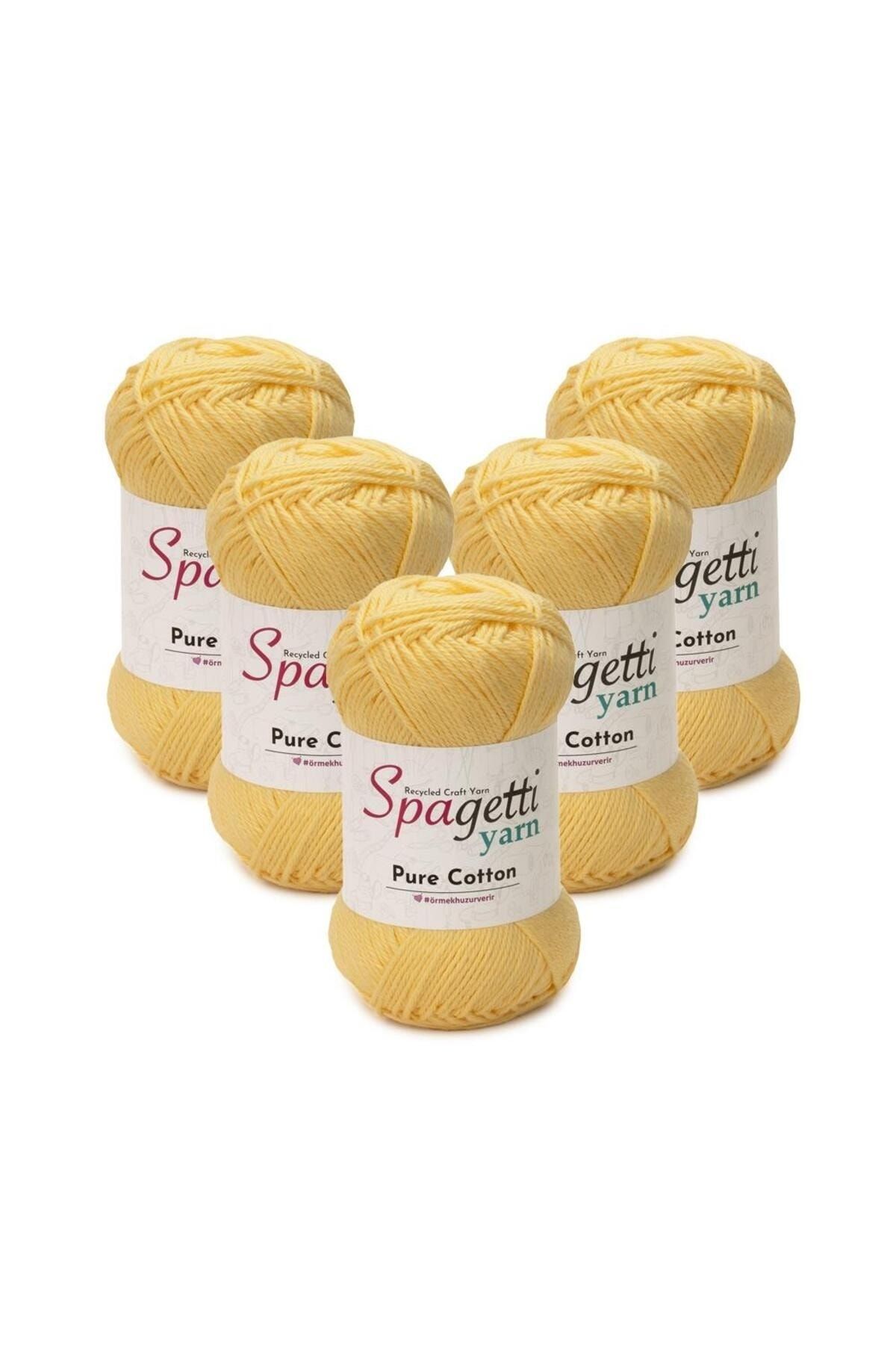 Spagettiyarn Pure Cotton 5'li Soft Sarı El Örgü İpliği