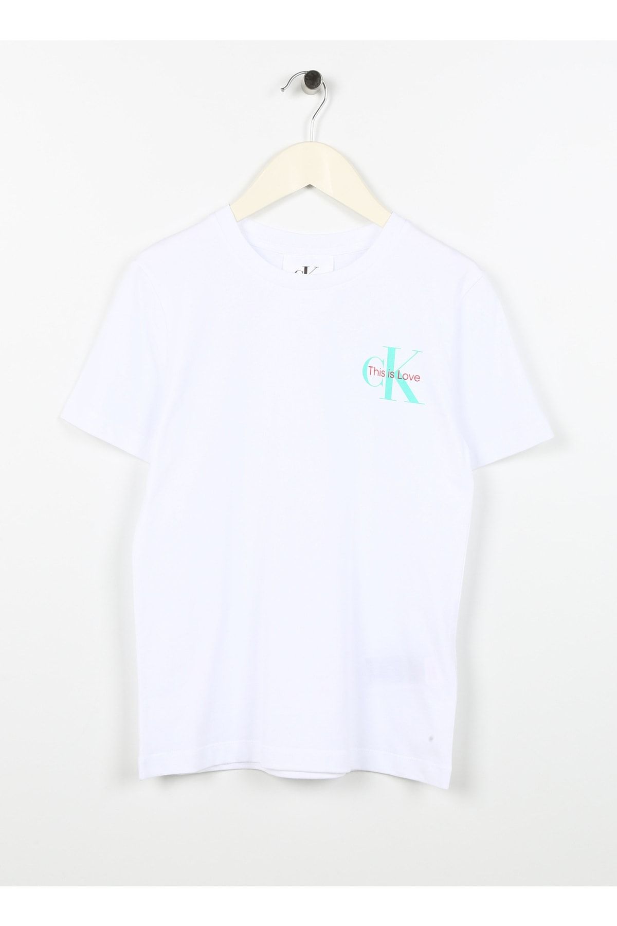 Calvin Klein Desenli Beyaz Erkek Çocuk T-Shirt IU0IU00488YAF