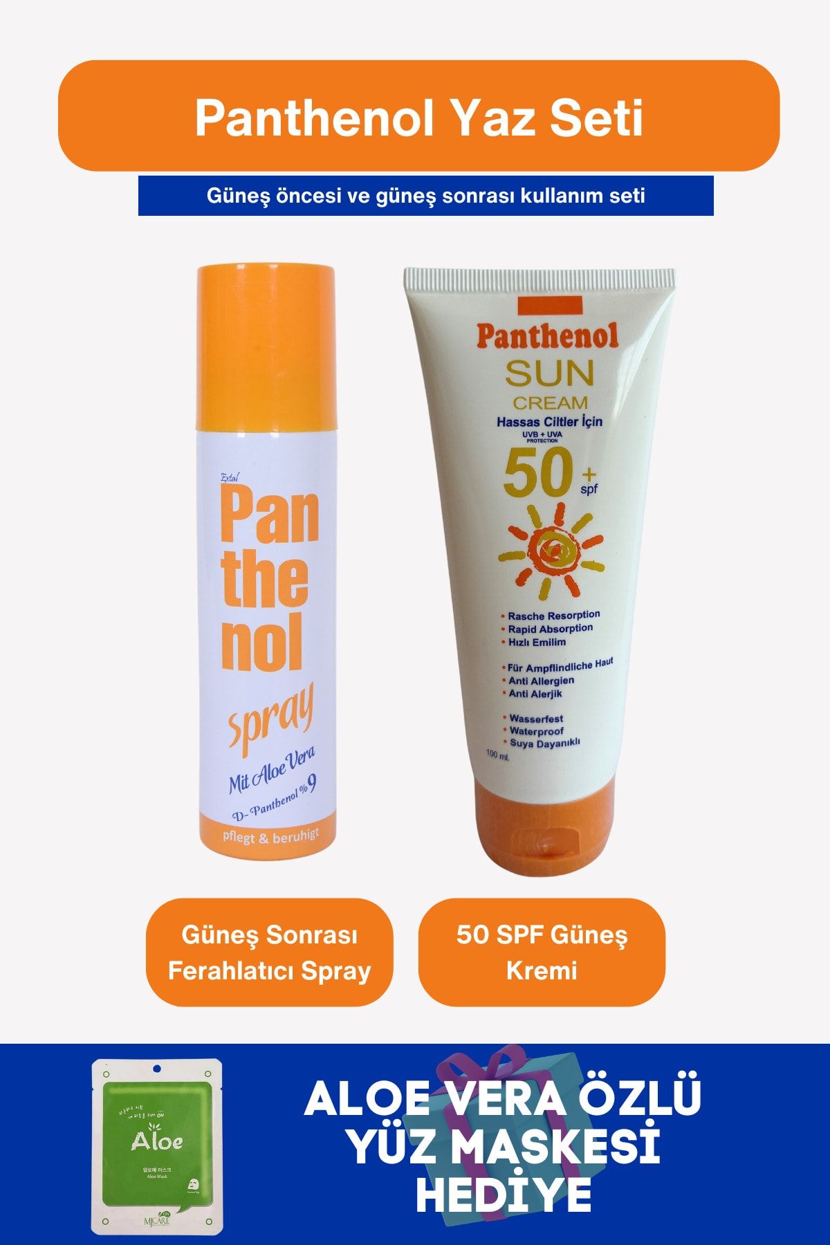 Panthenol Spray + Panthenol 50 SPF Güneş Kremi Set 2