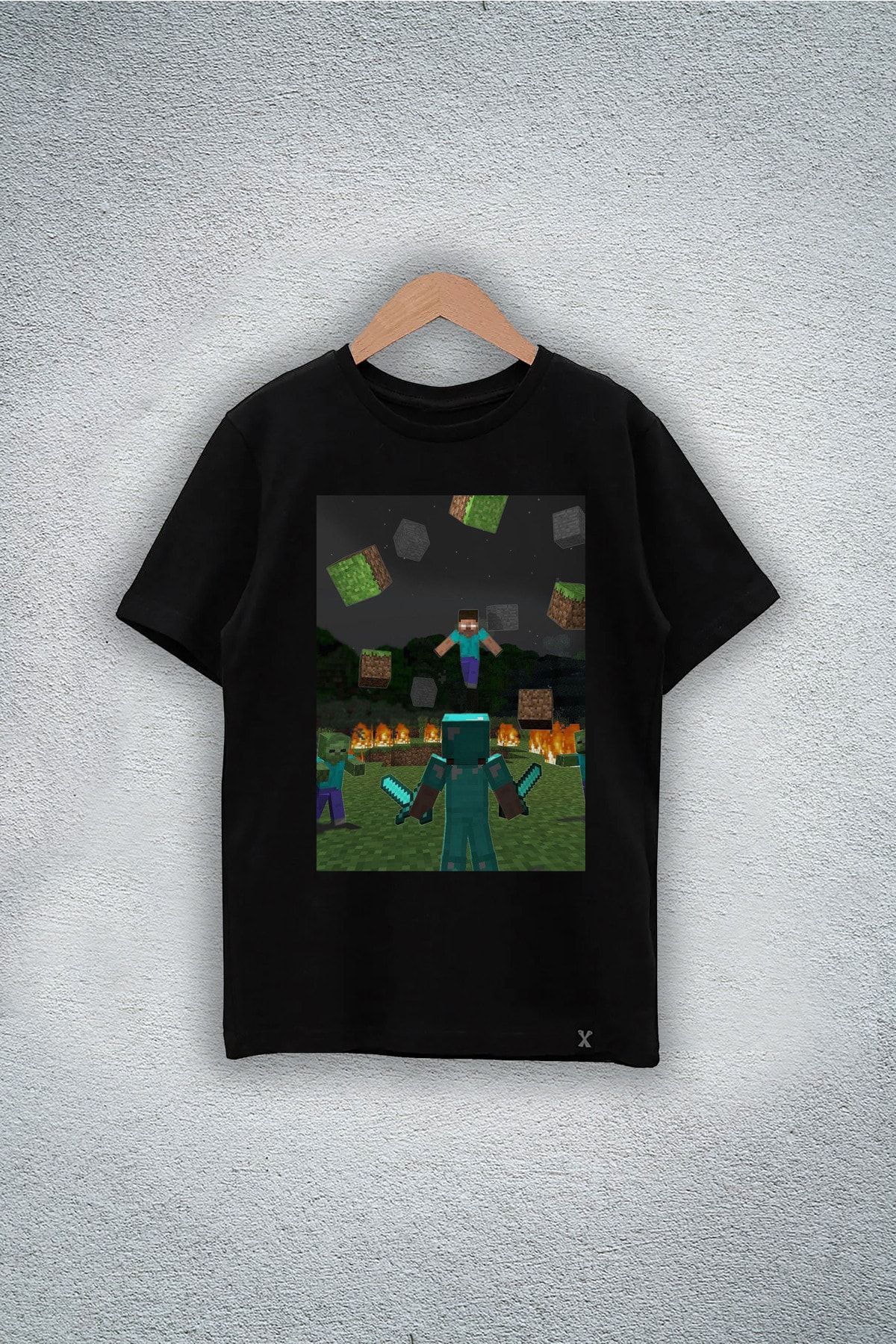 Darkia Minecraft Herobrine Özel Tasarım Baskılı Unisex Çocuk Tişört T-shirt