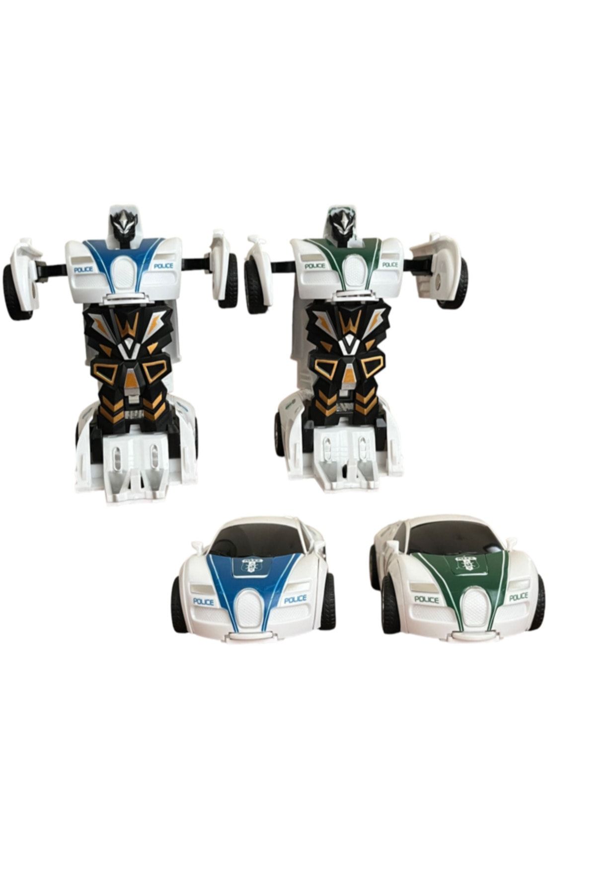 transformers Robota Dönüşen Polis Arabası Seti 2li Sürtmeli Polis Arabası Oyuncak Transformers Robot Araba