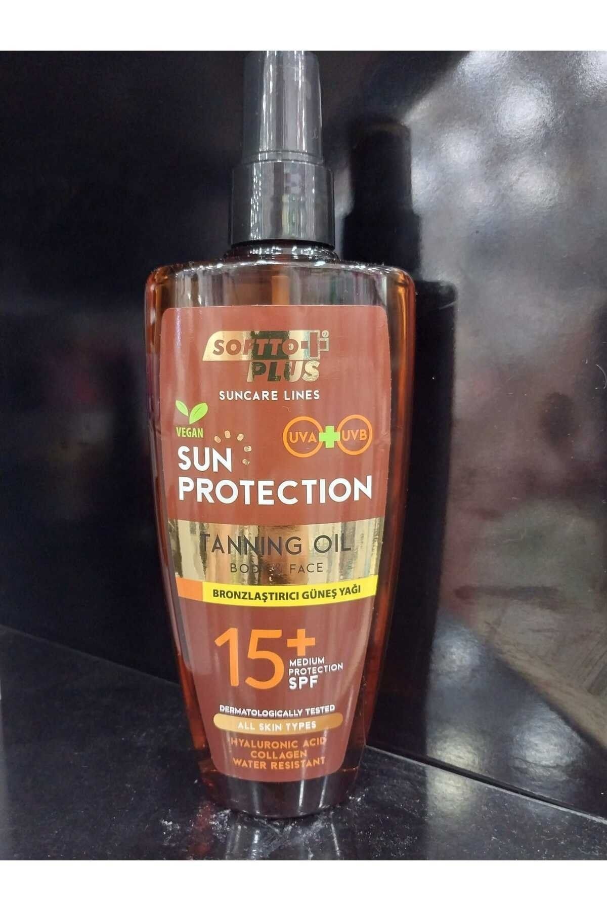 Softto Plus Sun Protectıon Body & Face SPF+15 Bronzlaştırıcı Vegan Güneş Yağı 200 ml