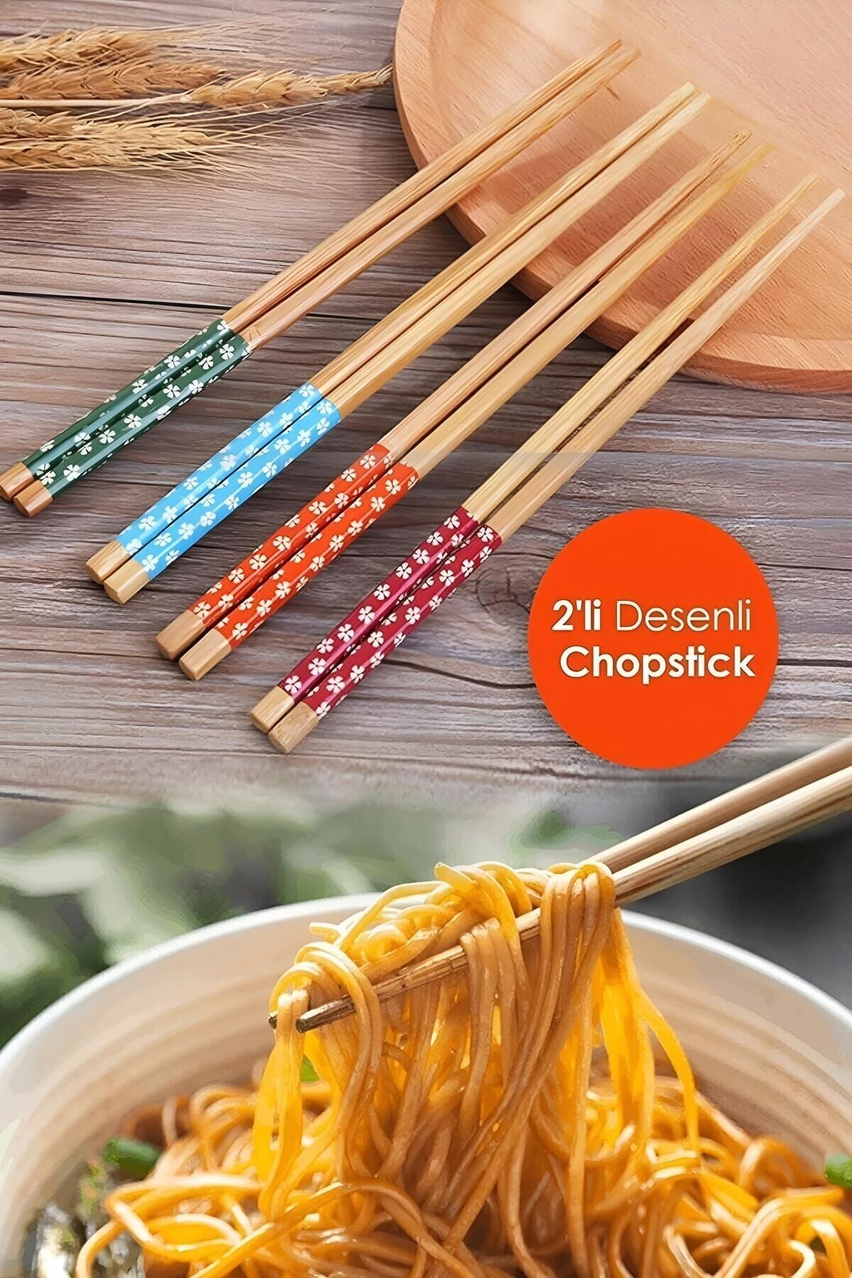 Vi Caro 30 Adet (15 Çift) Desenli Yıkanabilir Kore Çin Bambu Chopsticks Yemek Çubuğu/desenli Bambu Chopstick