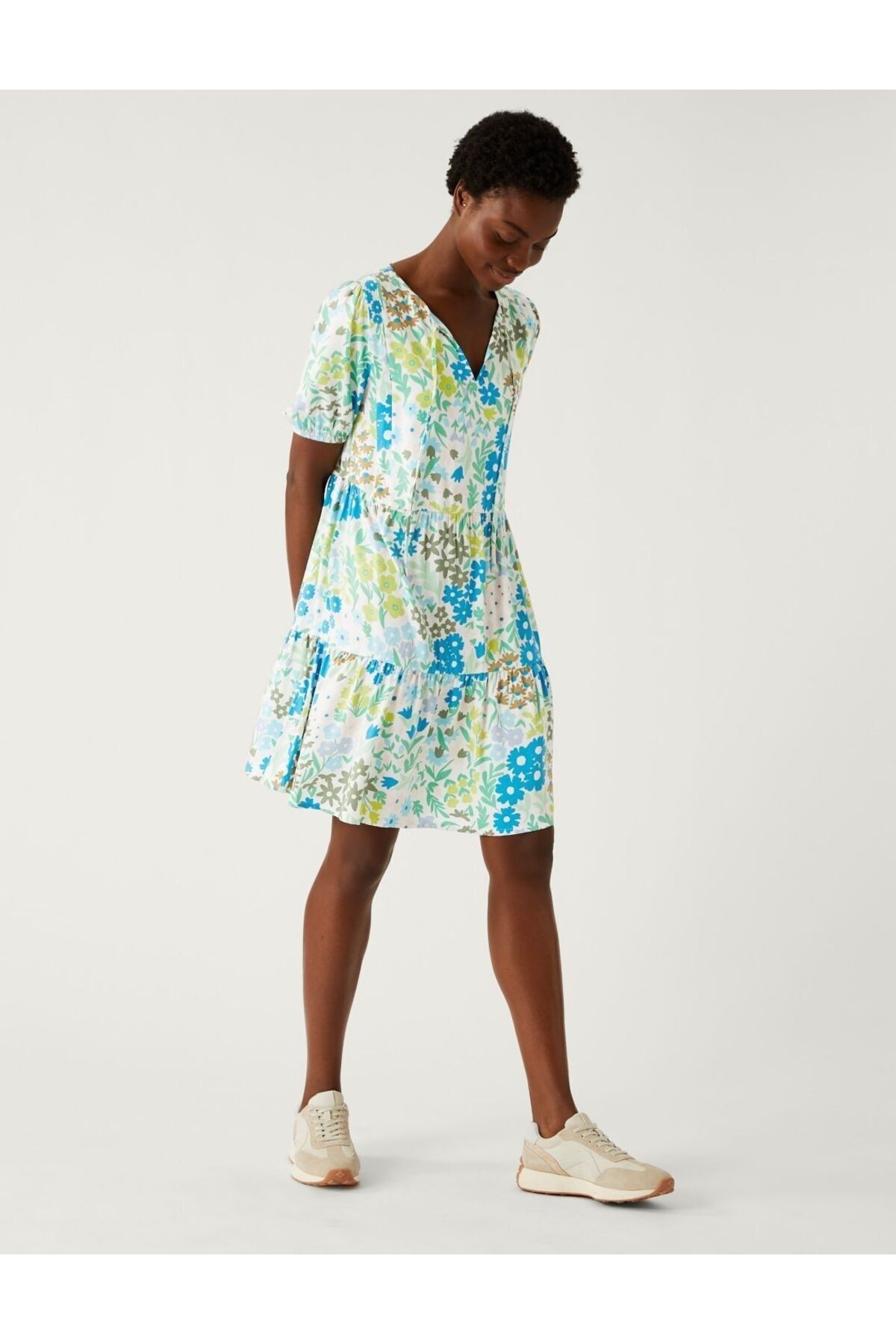 Marks & Spencer Kısa Kollu Desenli Mini Elbise