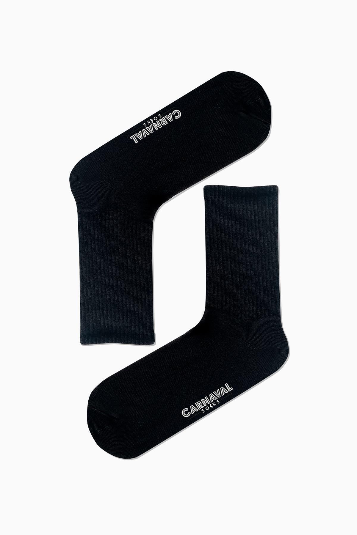 CARNAVAL SOCKS Düz Siyah Desensiz Renkli Spor Çorap