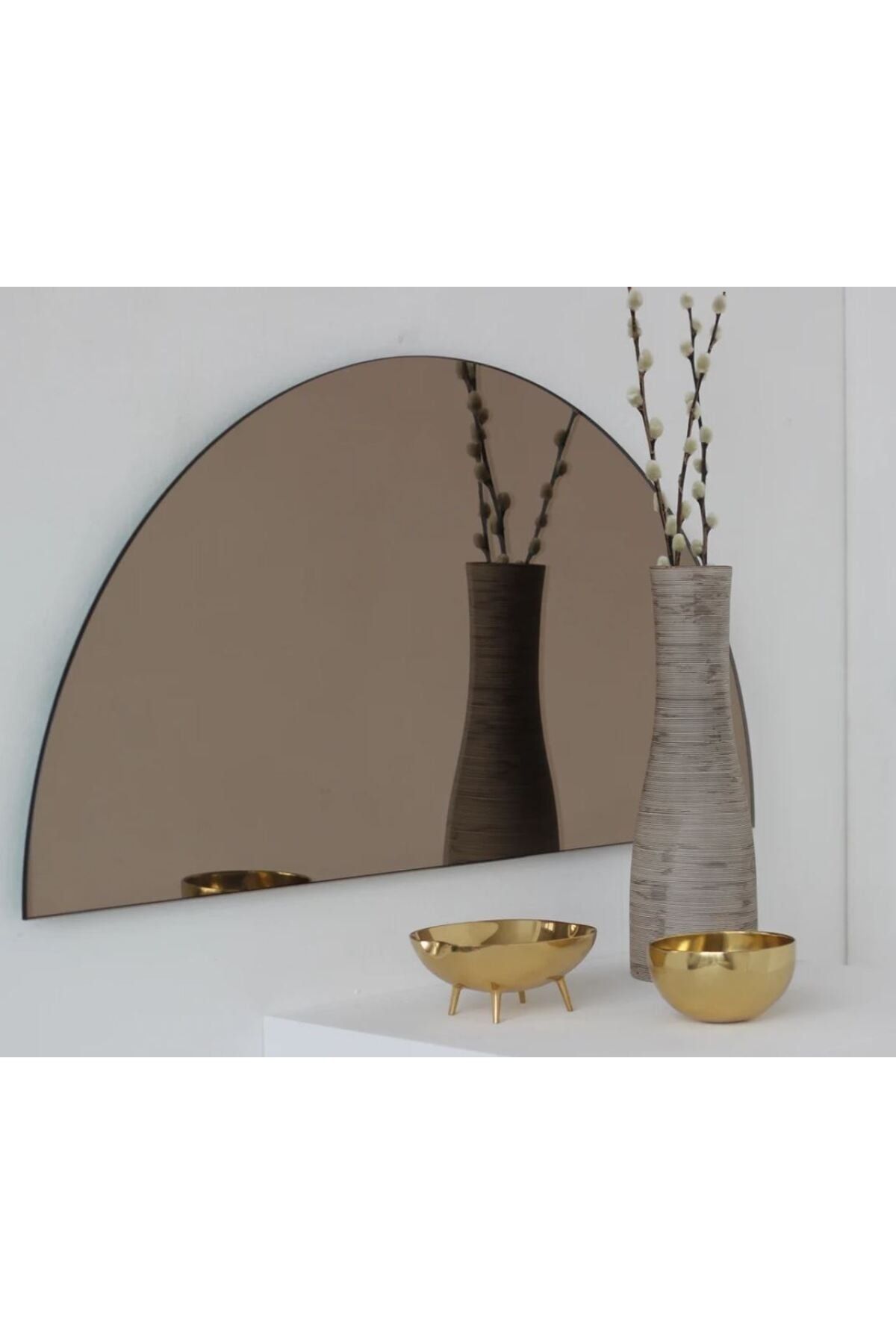 CG HOME Model Nes Dekoratif Ayna, Konsol Aynası, Hol Aynası, Dresuar Aynası, Bronz Ayna