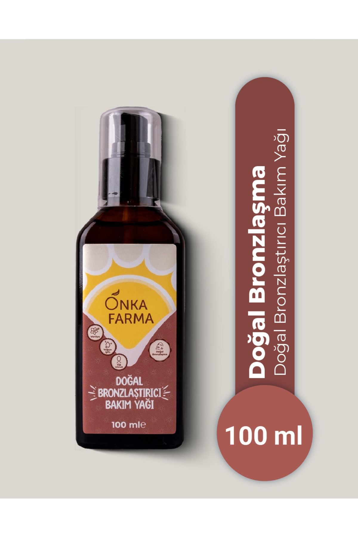 OnkaFarma Onka Farma Doğal Bronzlaştırıcı Bakım Yağı 100 Ml Vanilya Yağlı %100 Doğal Içerik