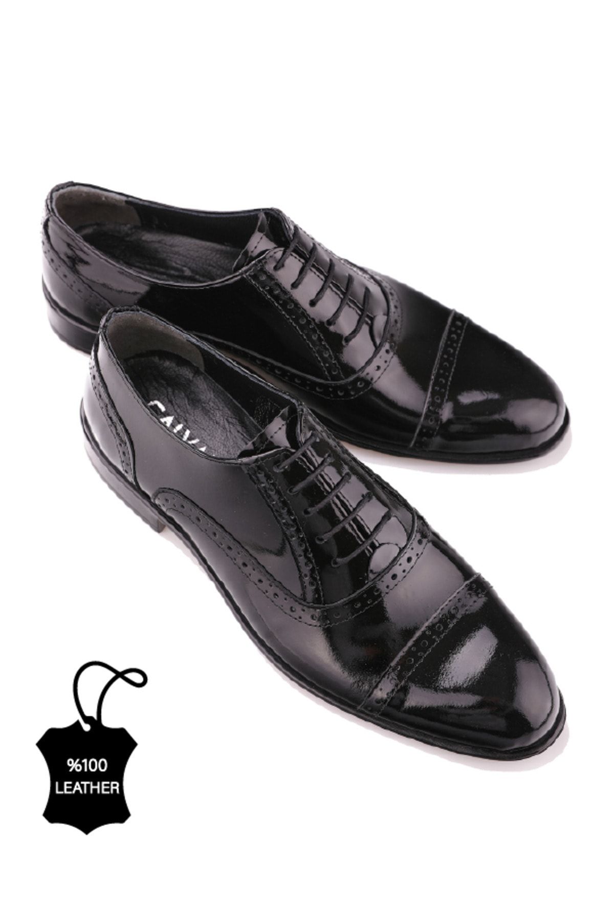 Calvano Hakiki Deri Siyah Erkek Klasik Ayakkabı