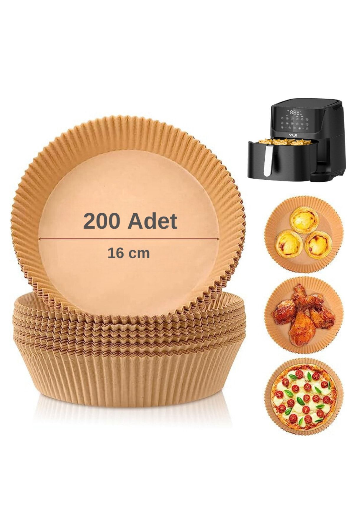 Yui Xiaomi, Philips, Arzum, Tefal, Kumtel Uyumlu 16cm Hava Fritözü Airfryer Pişirme Kağıdı