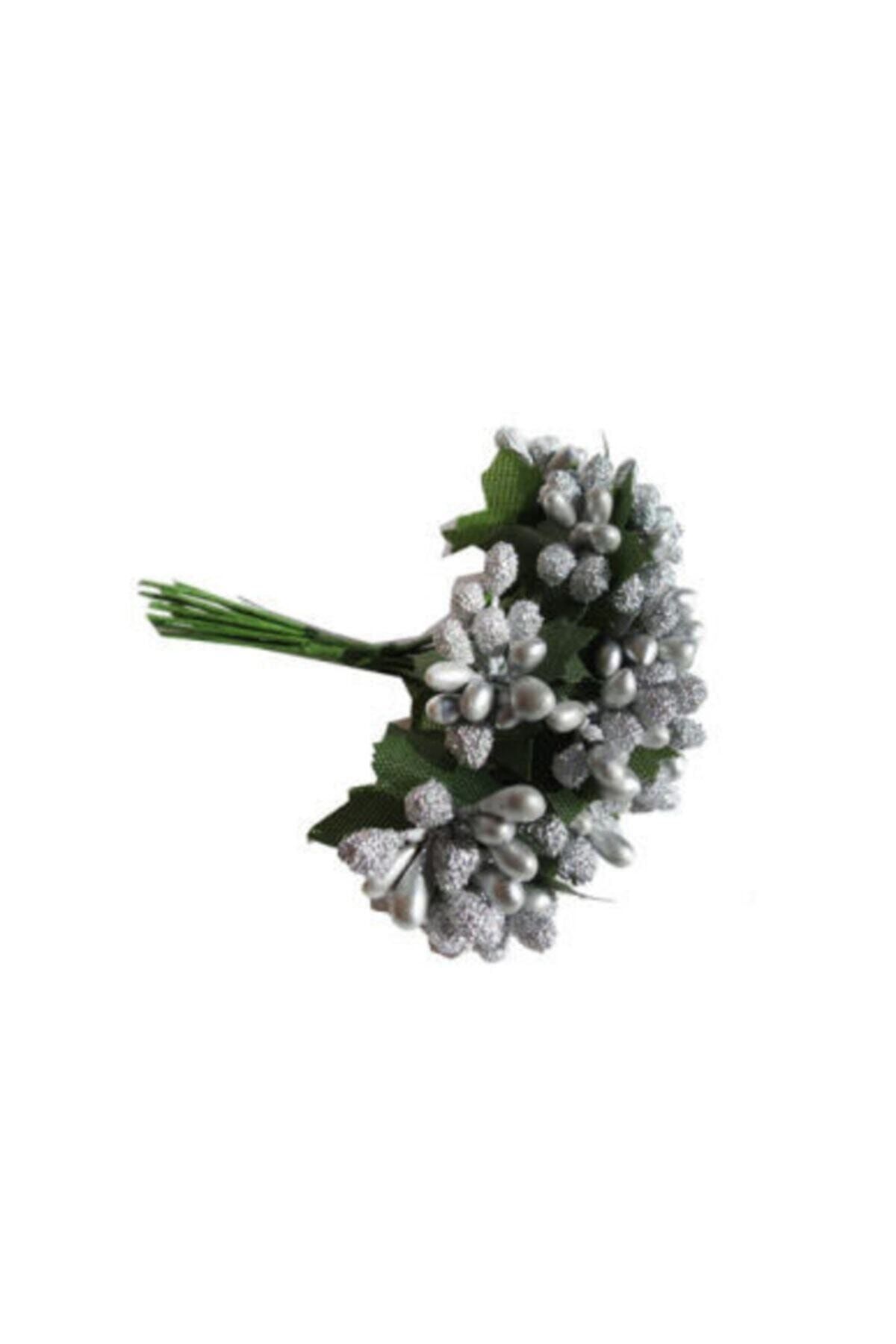 Aker Hediyelik 144 Adet Cipso Pıtırcık Çiçek Gümüş Süsleme