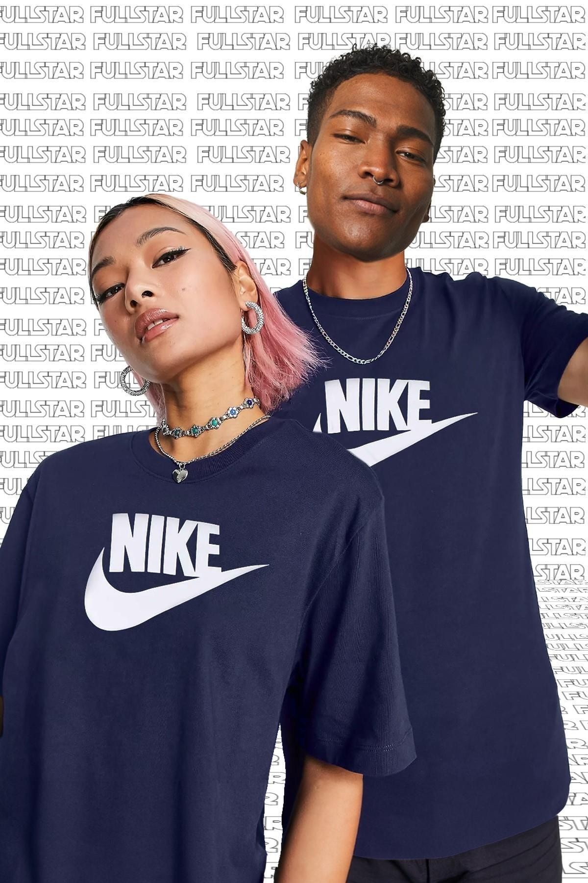 Nike Sportswear Futura Swoosh Logo Tee T Shirt Unisex Baskılı Tişört Lacivert