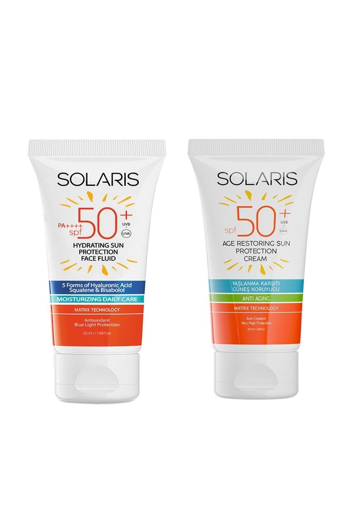 SOLARIS Tüm Cilt Tipleri Için Güneş Kremi Spf 50 (50 ML) Ve Yaşlanma Karşıtı Güneş Kremi Spf 50 (50 ML)