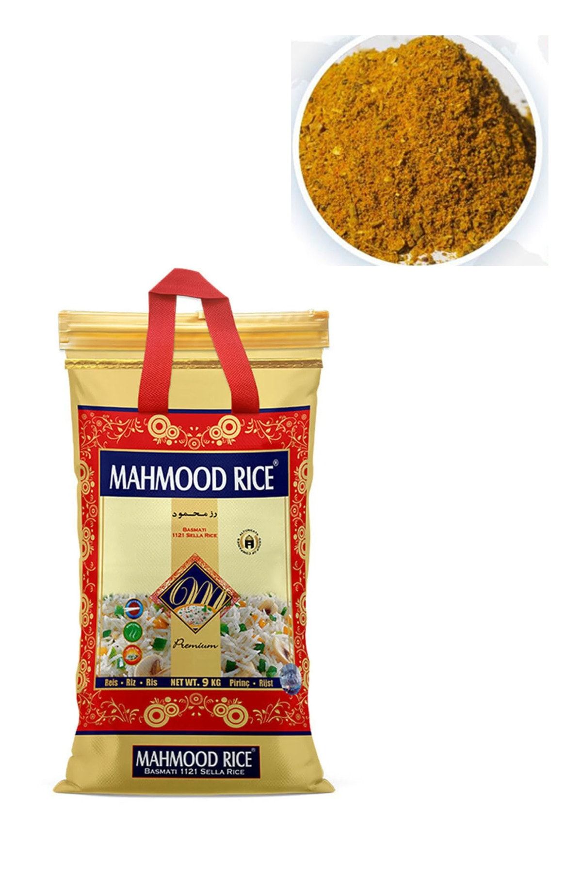 Mahmood 1121 Basmati Pirinç 9kg Promar Kepse Baharat 150gr