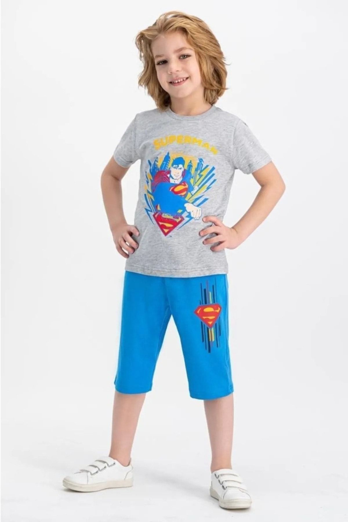 Superman Lisanslı Grimelanj Erkek Çocuk Kapri Takım