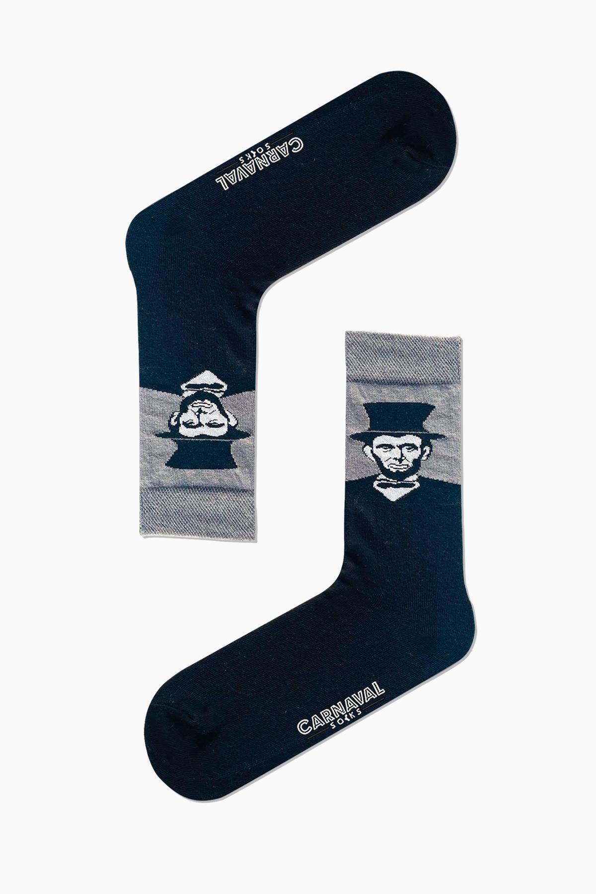 CARNAVAL SOCKS Abraham Lincoln Art Desenli Renkli Çorap