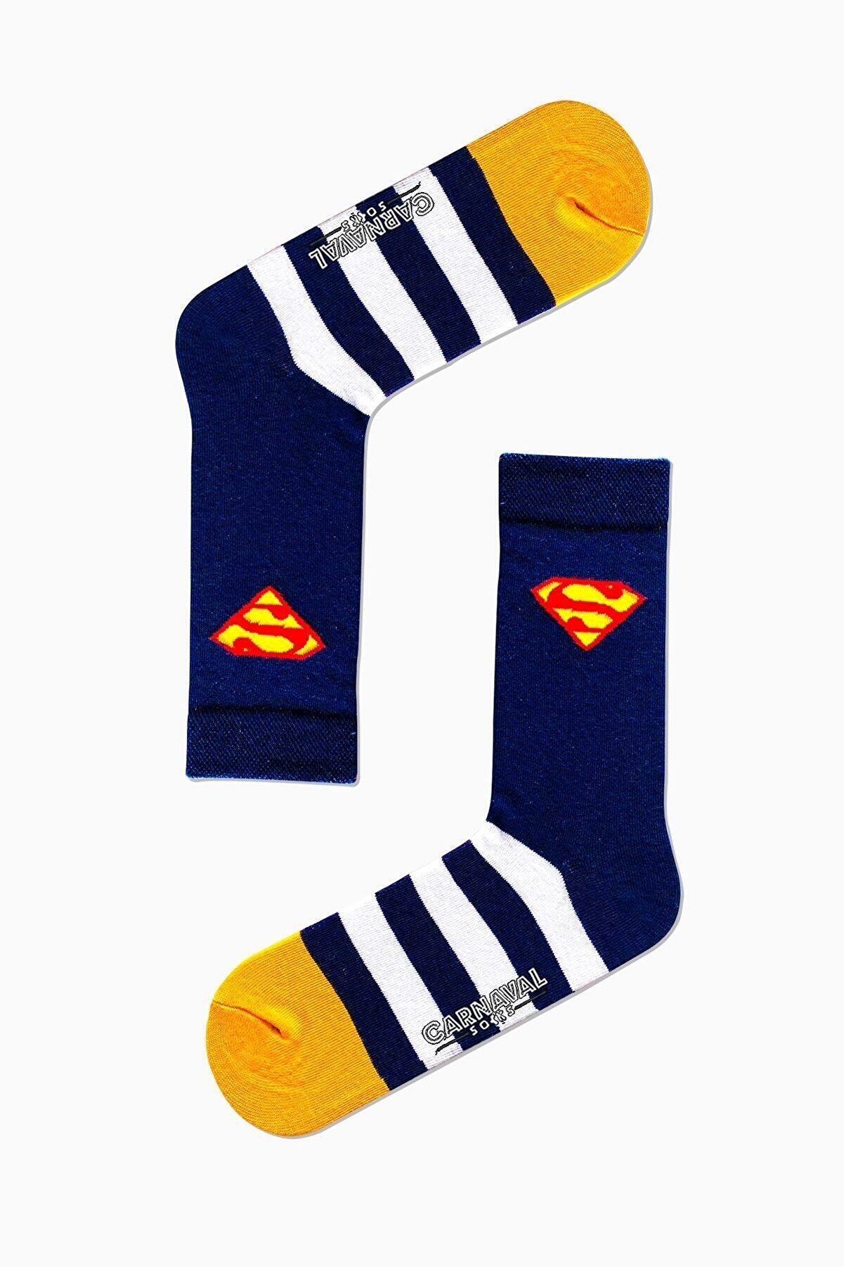 CARNAVAL SOCKS Lacivert Superman Desenli Renkli Çorap