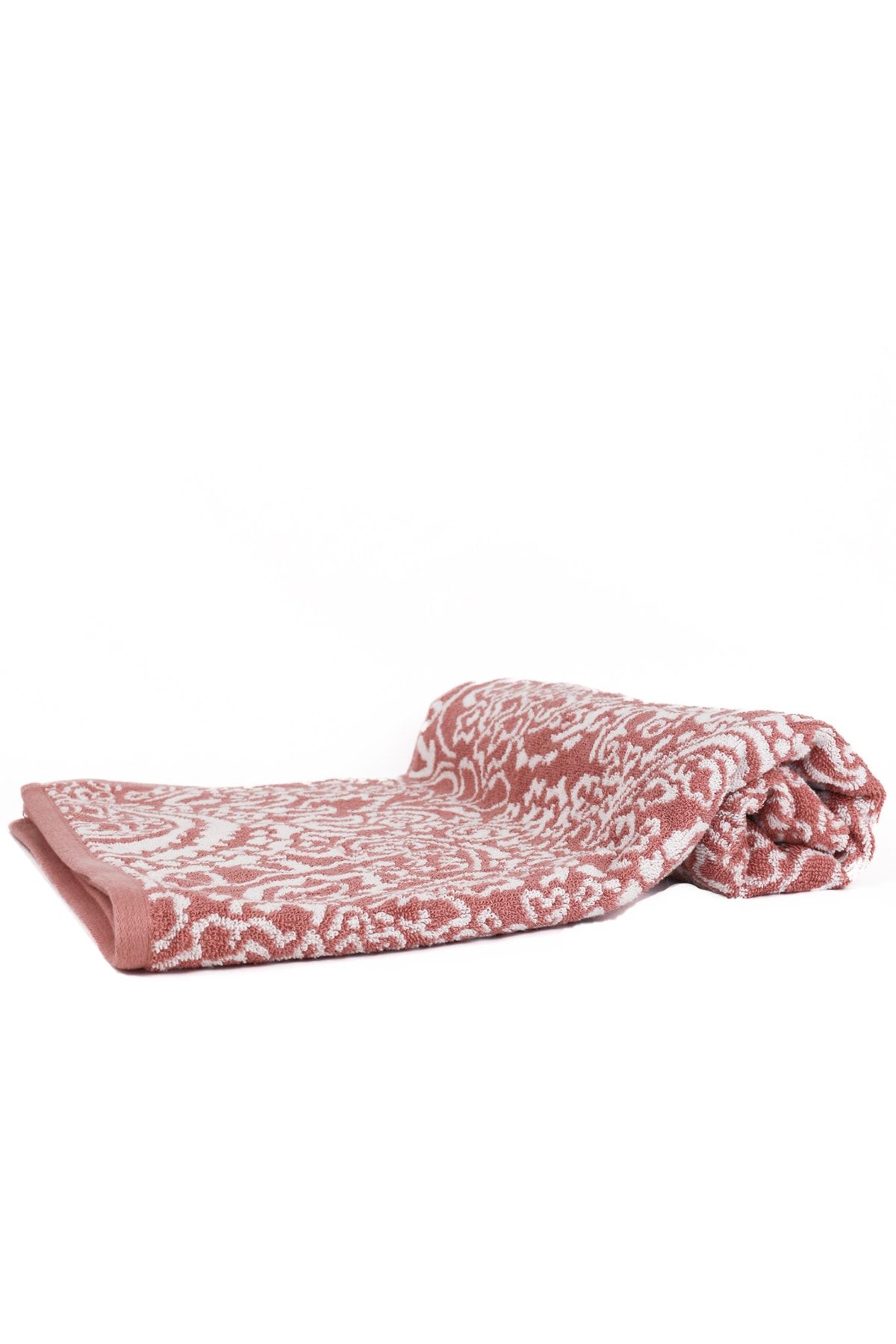 Taka Fabrics Karışık Desenli Wave % 100 Pamuk Banyo Havlusu ölçü 70x140 cm, Pembe-Beyaz